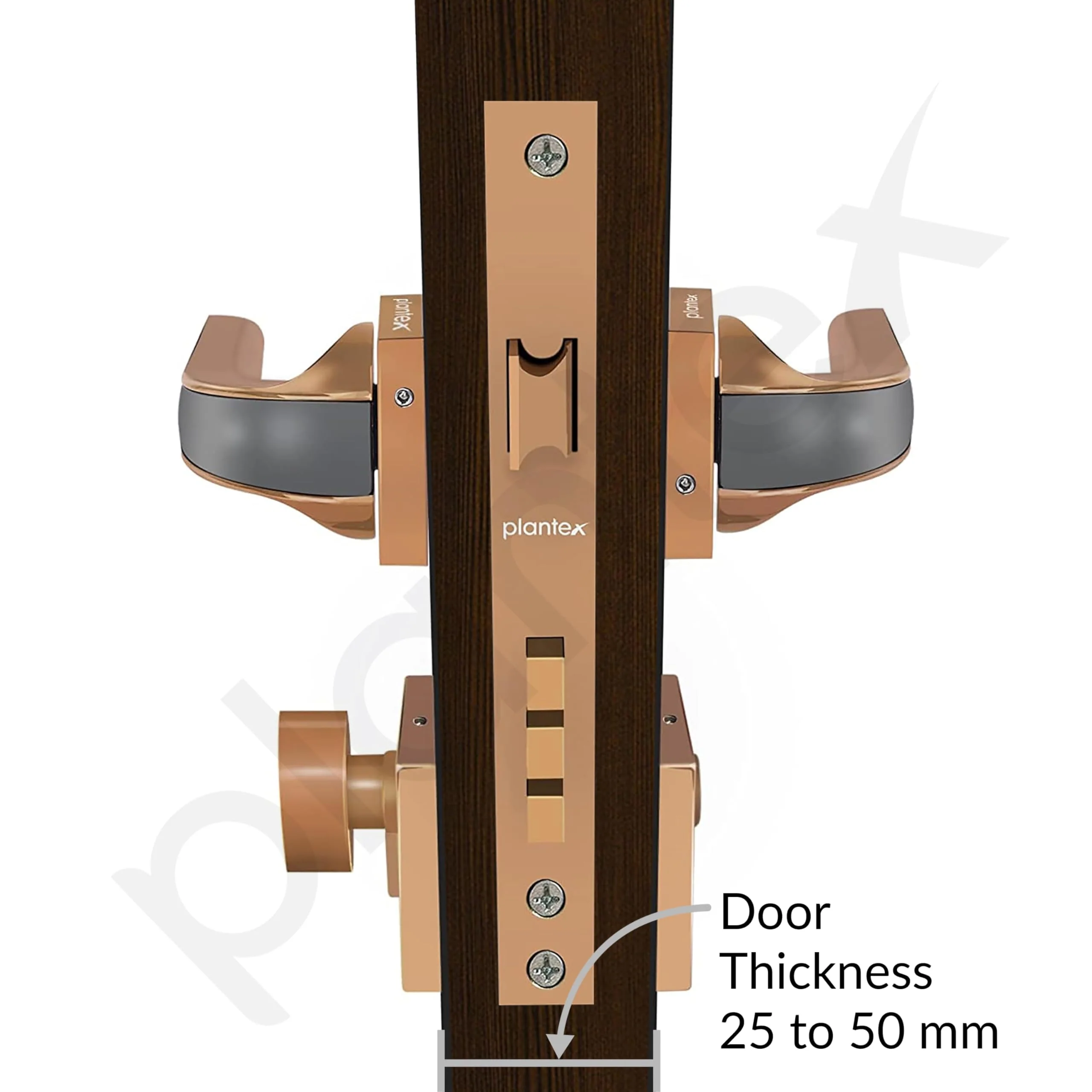 Plantex Premium Door Lock with 3 Years of Warranty/Main Door Lock for Home/Mortise Lock for Door - Main Door Lock Set (7091-PVD-Choco & Satin Black Matt) - Image 5