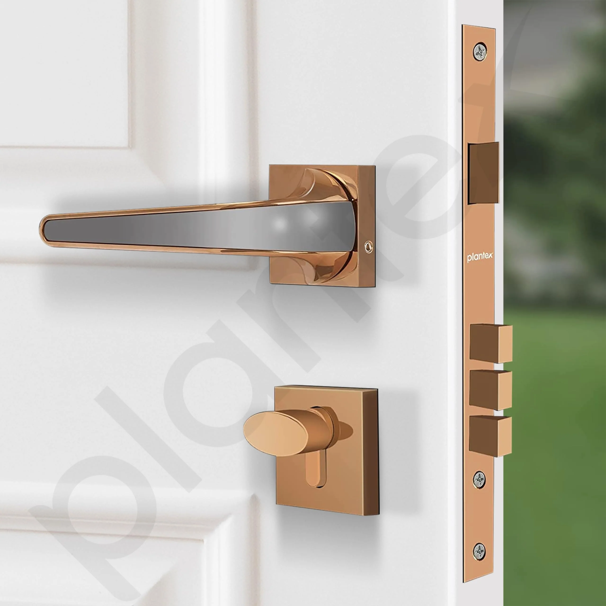 Plantex Premium Door Lock with 3 Years of Warranty/Main Door Lock for Home/Mortise Lock for Door - Main Door Lock Set (7091-PVD-Choco & Satin Black Matt) - Image 6