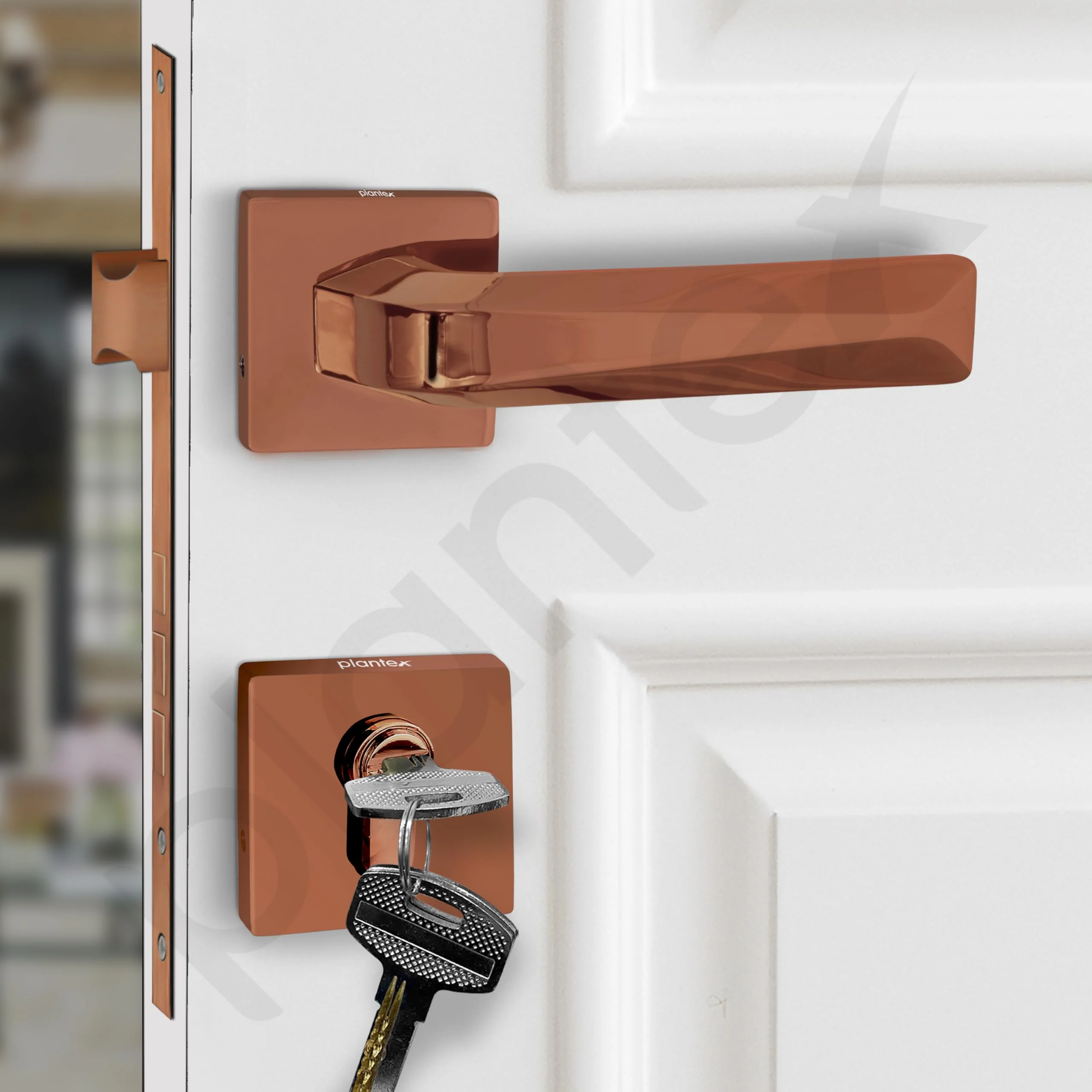 Plantex Premium Mortise Lock with 3 Years of Warranty/Main Door Lock Set for Home/Door Locks (PT-013, Rose Gold) - Image 6