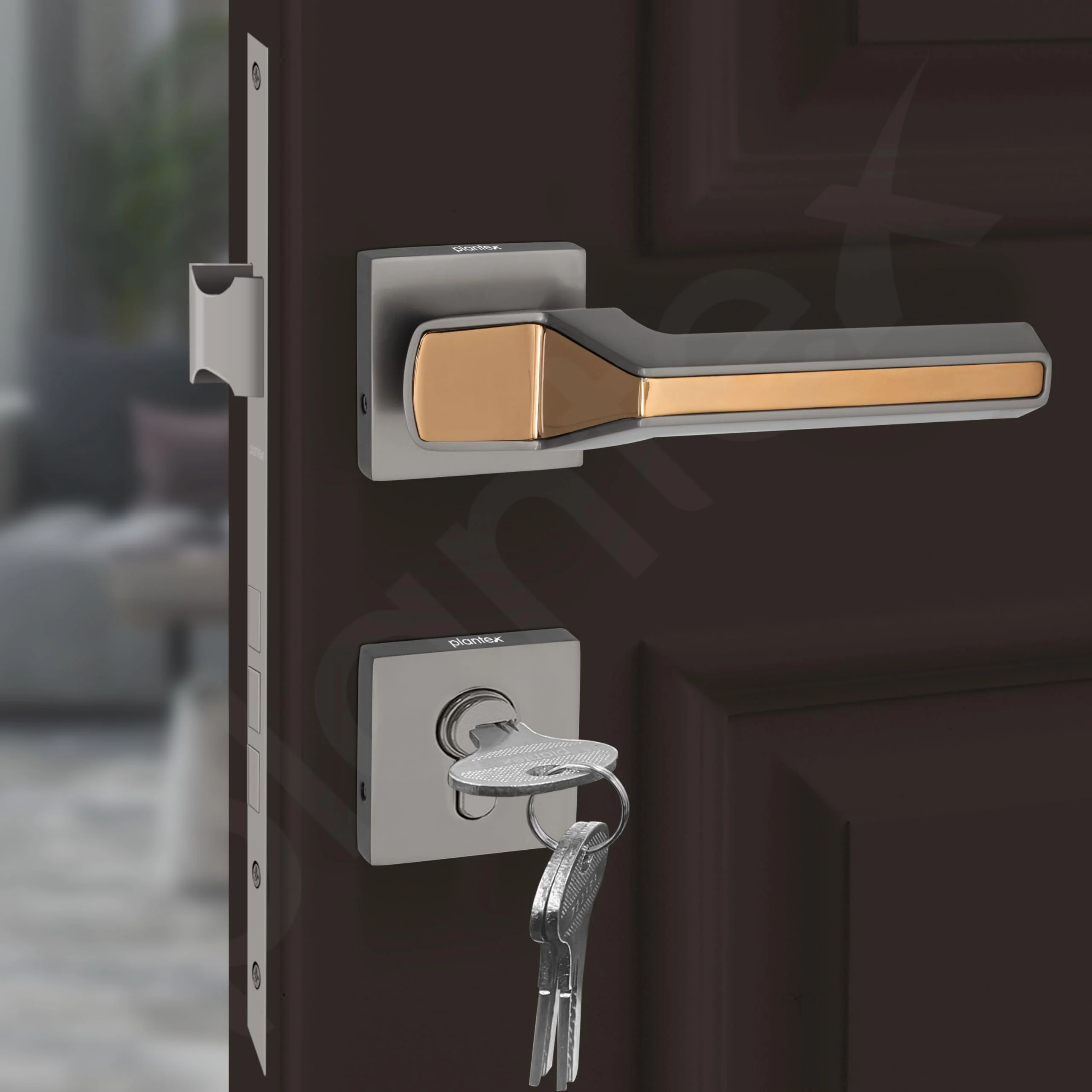Plantex Premium Door Lock with 3 Years of Warranty/Main Door Lock for Home/Mortise Locks for Doors (PT-008- Rose Gold and Satin Black) - Image 7