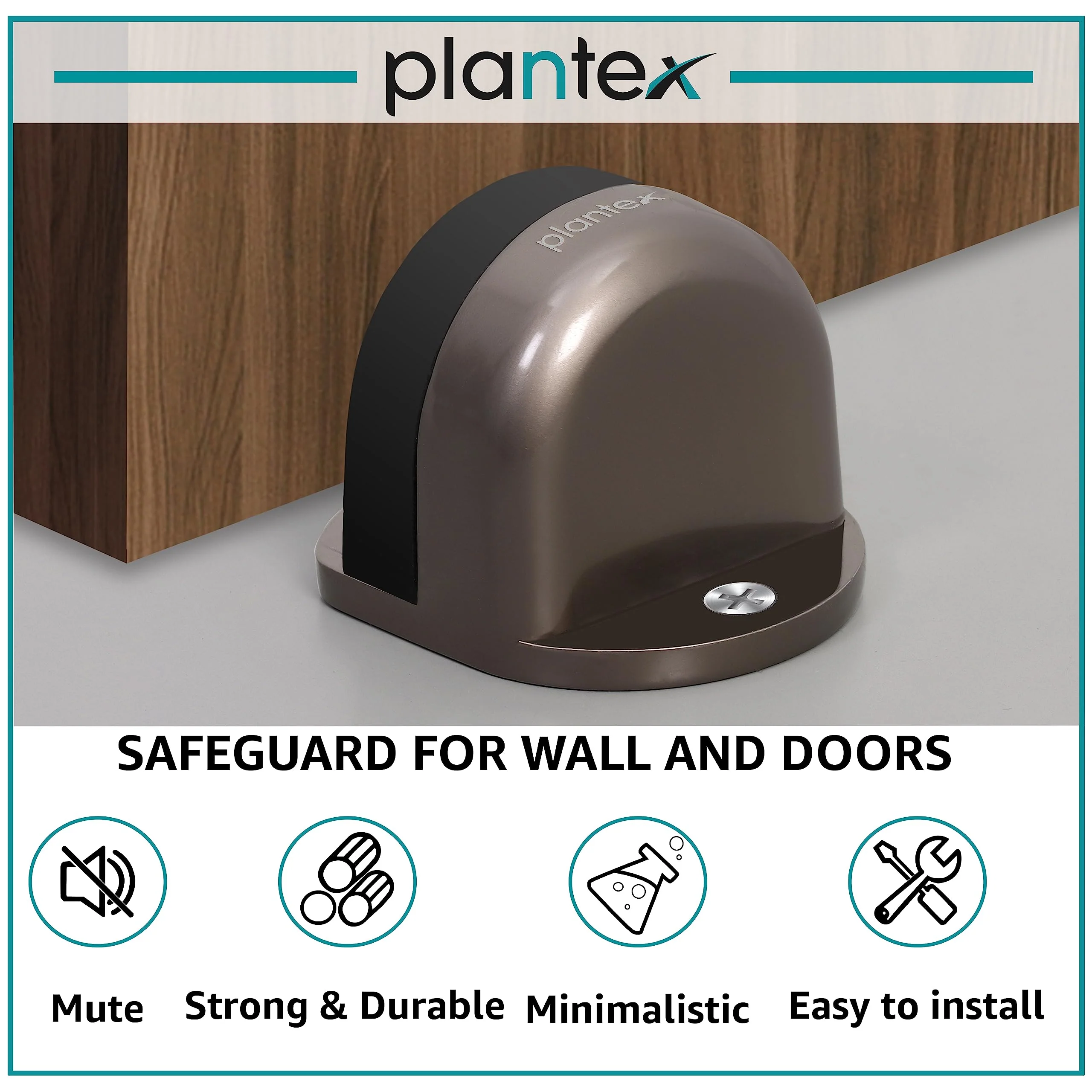 Plantex Premium Floor Mounted Door Buffer/Sound Dampening Rubber Buffer for Bed Room/Living Room/Kitchen/Bathroom Door – Pack of 1 (Satin Black) - Image 2
