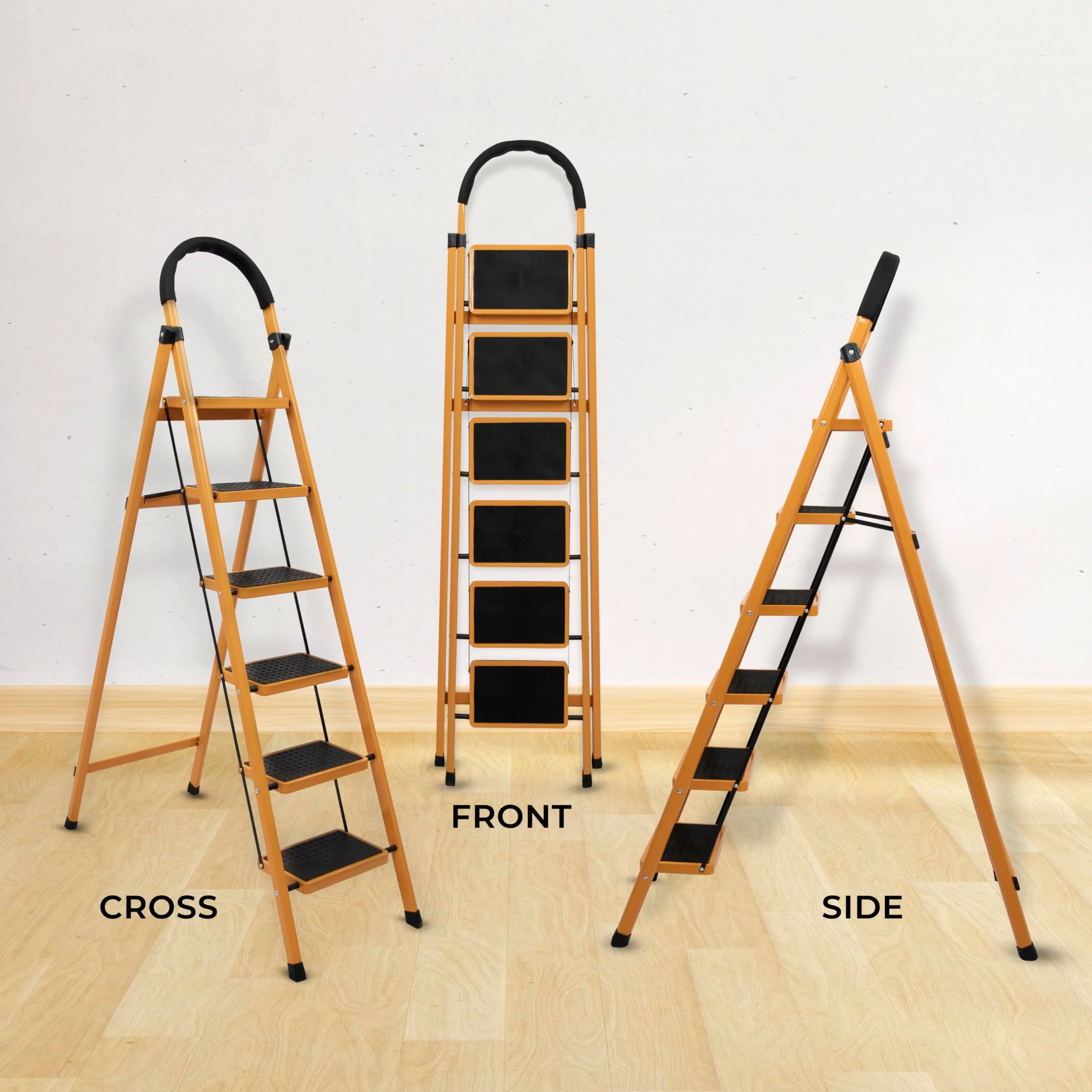 Plantex Premium GI 6-Step Ladder for Home/Foldable Steel Ladder - Wide Anti Skid Step Ladder -All Weather Resistant(Yellow) - Image 5