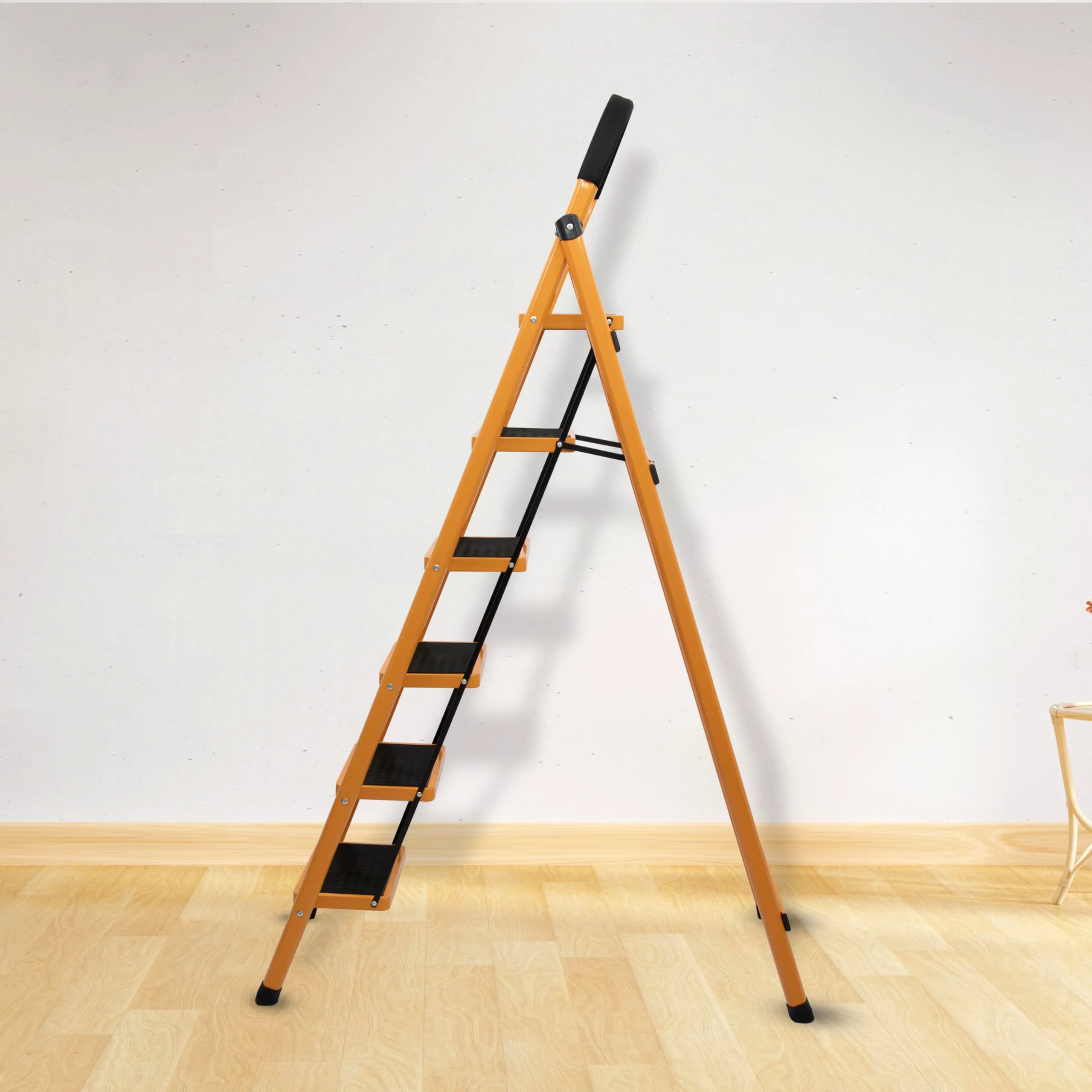 Plantex Premium GI 6-Step Ladder for Home/Foldable Steel Ladder - Wide Anti Skid Step Ladder -All Weather Resistant(Yellow) - Image 6