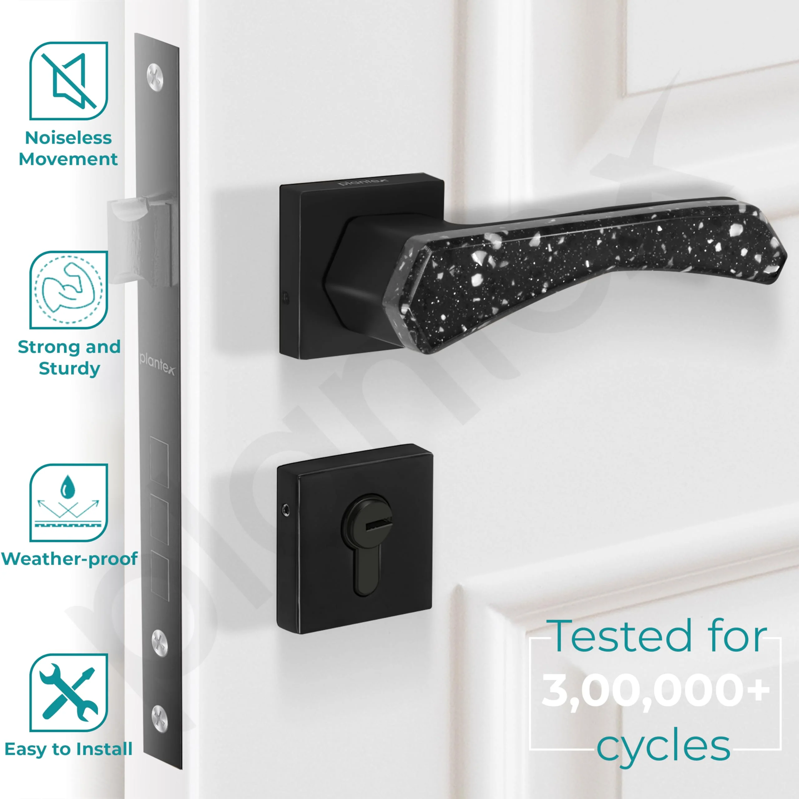 Plantex Premium Main Door Lock With 3 Years Warranty - Mortise Lock Set for Home (594 - Black) - Image 2