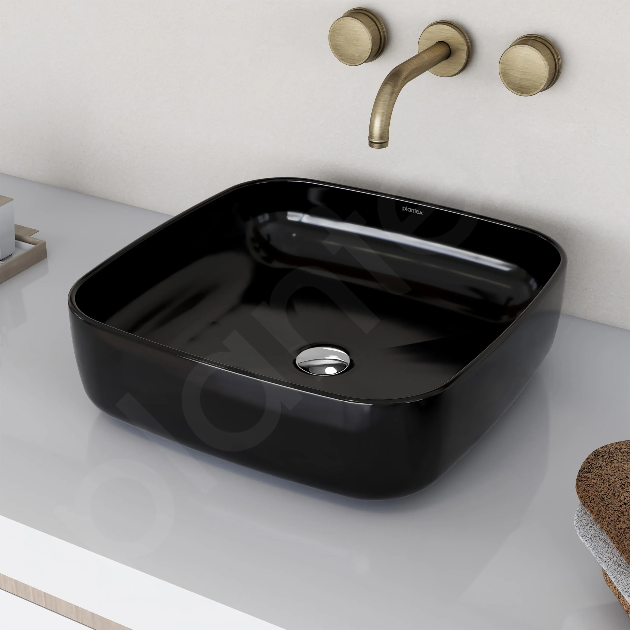 Plantex Premium Ceramic Tabletop Washbasin/Black Countertop Wash Basin/Tabletop Basin for Bathroom/Small Wash Basin (16 x 16 x 5 Inch) - Image 6