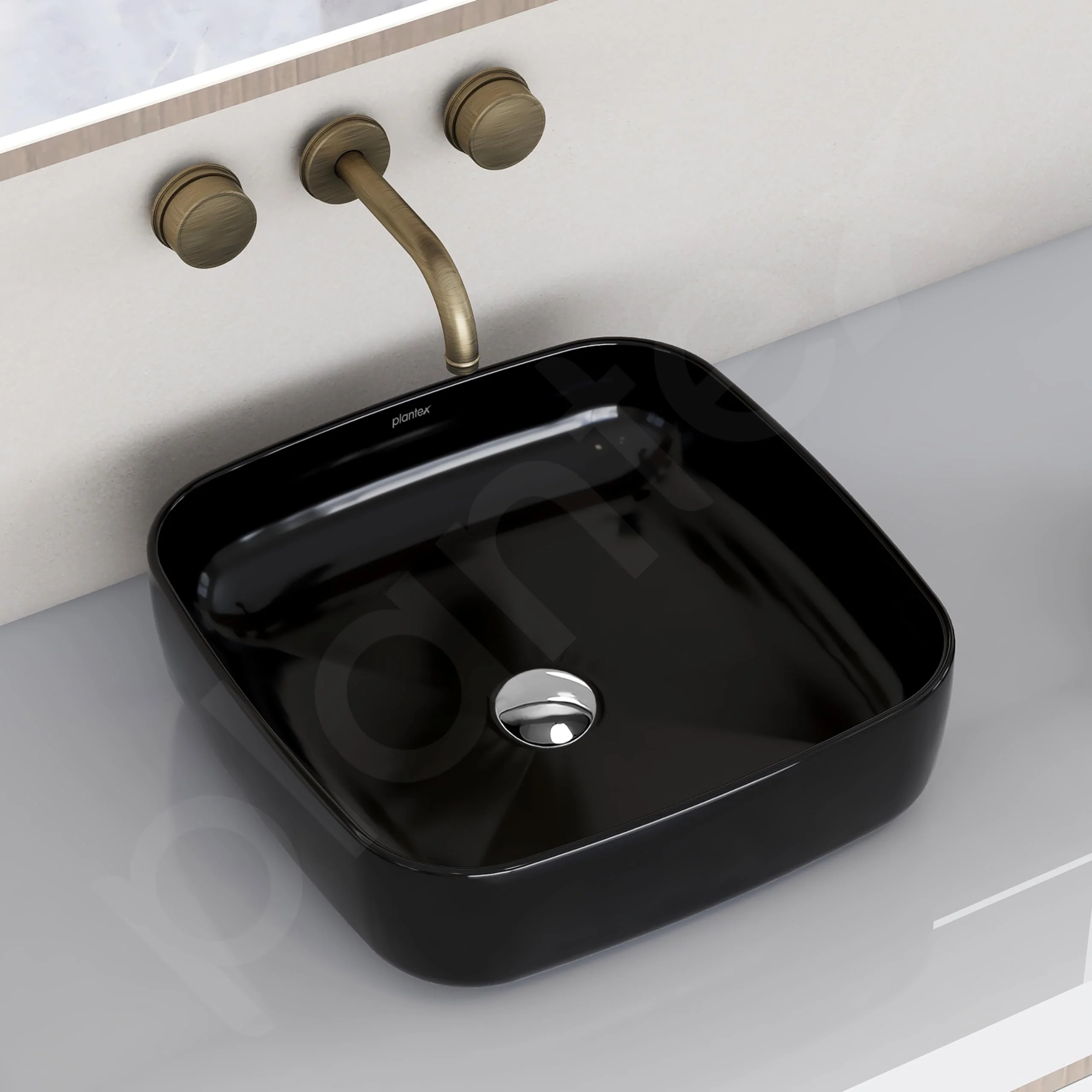 Plantex Premium Ceramic Tabletop Washbasin/Black Countertop Wash Basin/Tabletop Basin for Bathroom/Small Wash Basin (16 x 16 x 5 Inch) - Image 7