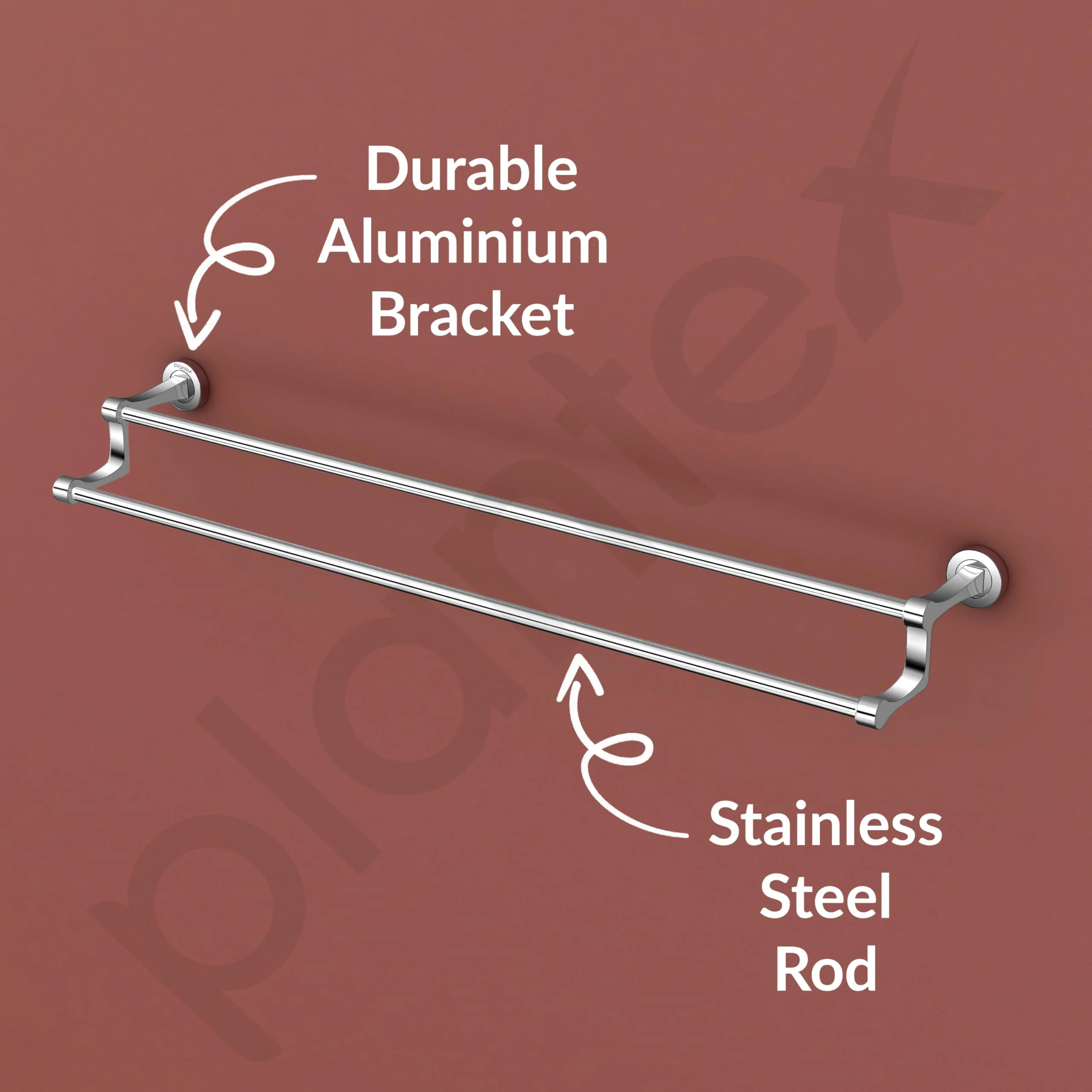 Plantex Premium Stainless Steel & Aluminum Dual Towel Rod/Towel Hanger for Bathroom/Towel Stand/Bathroom Accessories (24 Inch-Chrome) - Image 4