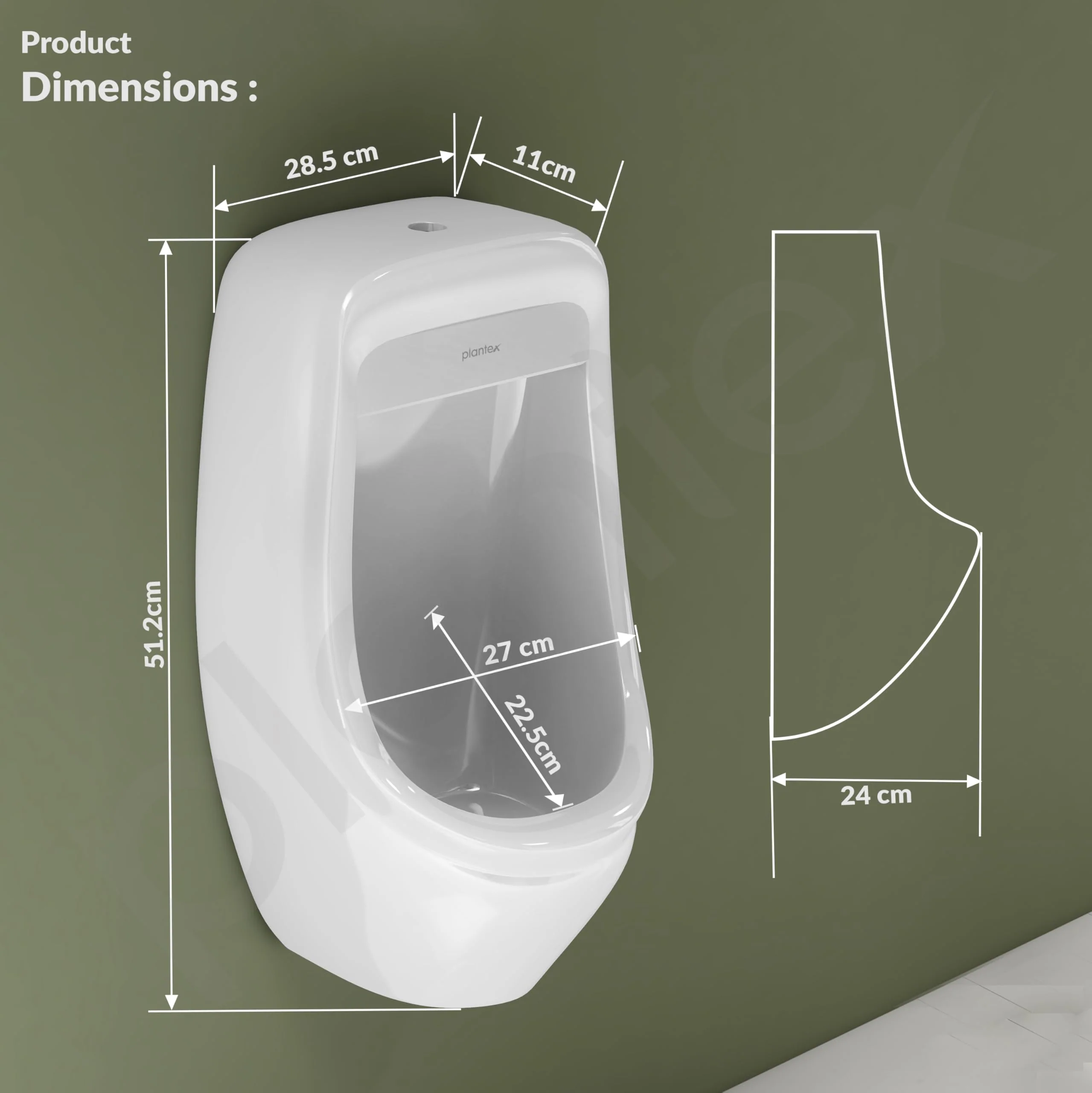 Plantex Premium Wall Mount Large Urinal Pot for Men/Male/Boy/Gents Toilet for Bathroom/Commode for Toilet- (White, Loki) - Image 3
