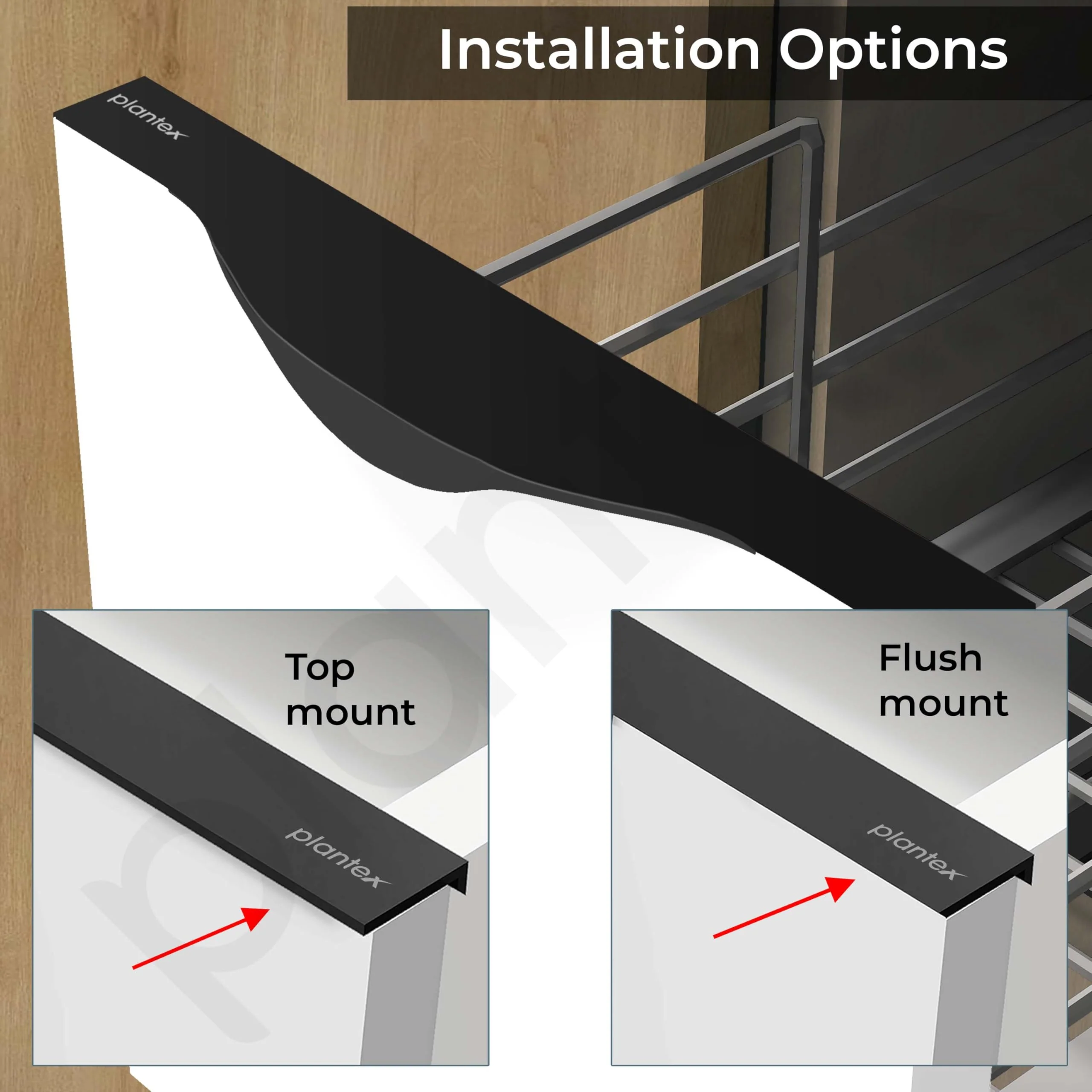 Plantex Profile Handle for Kitchen Cabinet/10 Inch Alluminium Drawer Profile Handle/Wardrobe Pull Handle for Home/Office/Hotel - Pack of 1 (Black) - Image 4