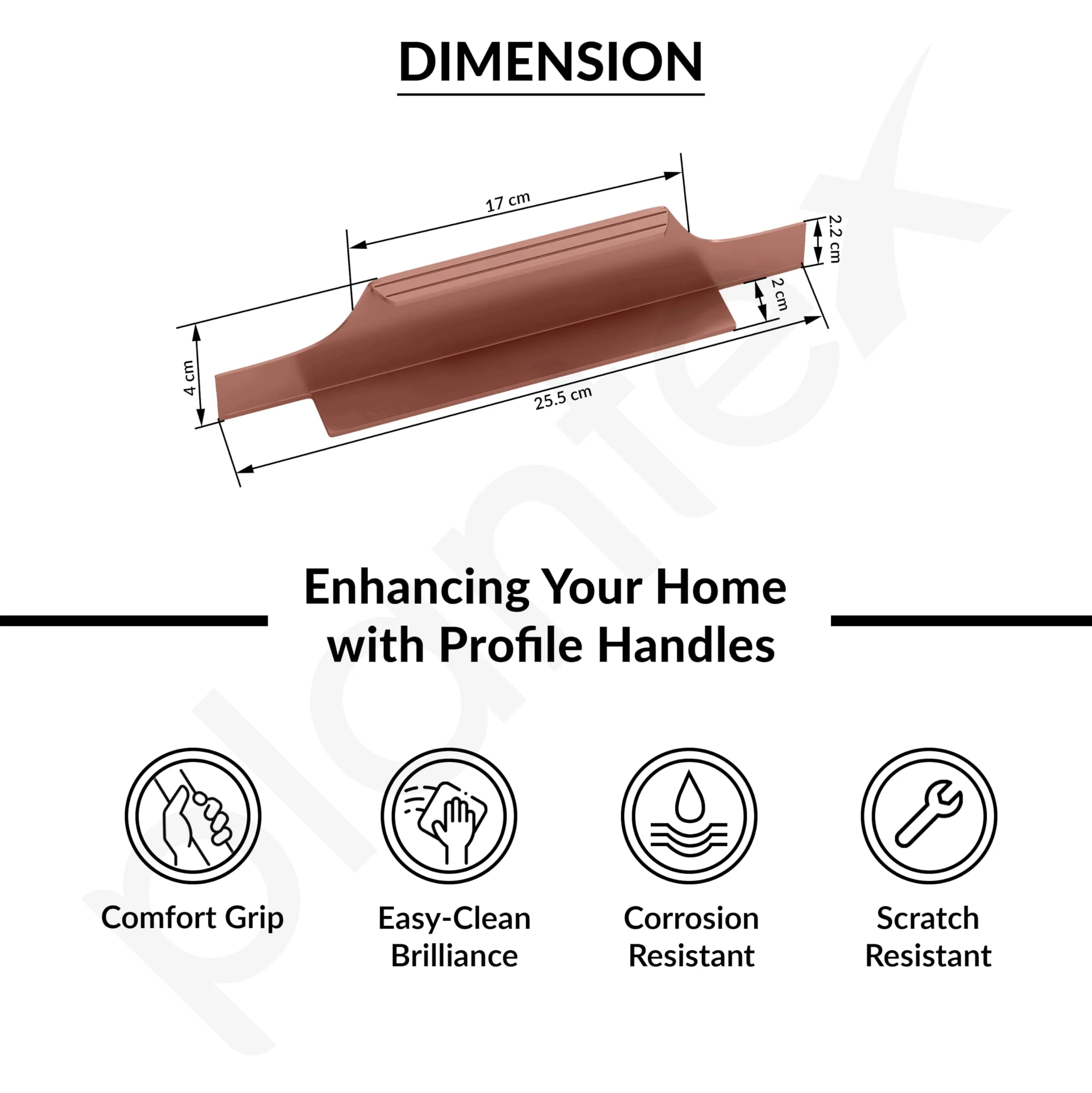 Plantex Profile Handle for Kitchen Cabinet/10 Inch Alluminium Drawer Profile Handle/Wardrobe Pull Handle for Home/Office/Hotel - Pack of 1 (Rose Gold) - Image 3