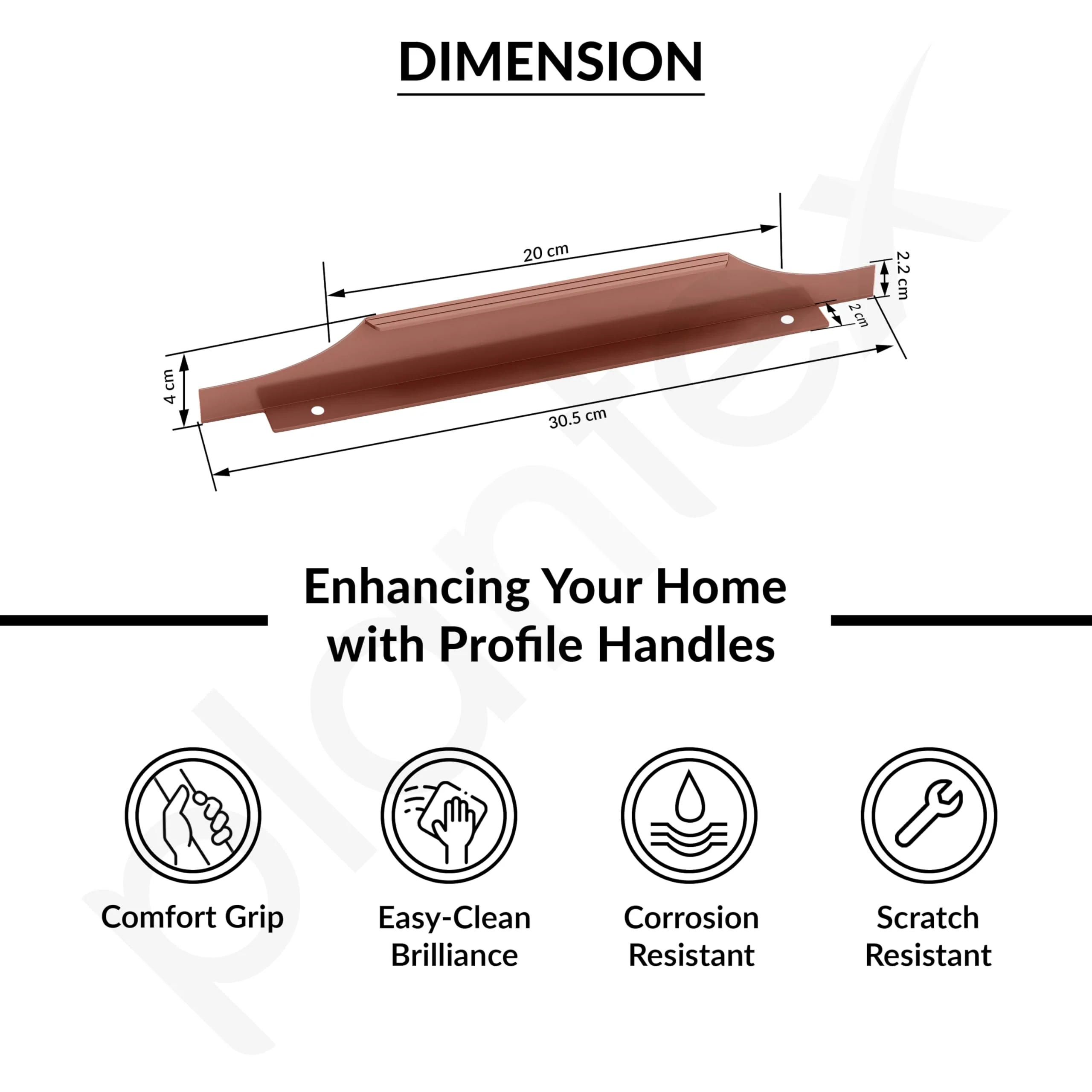 Plantex Profile Handle for Kitchen Cabinet/12 Inch Alluminium Drawer Profile Handle/Wardrobe Pull Handle for Home/Office/Hotel - Pack of 2 (Rose Gold) - Image 3