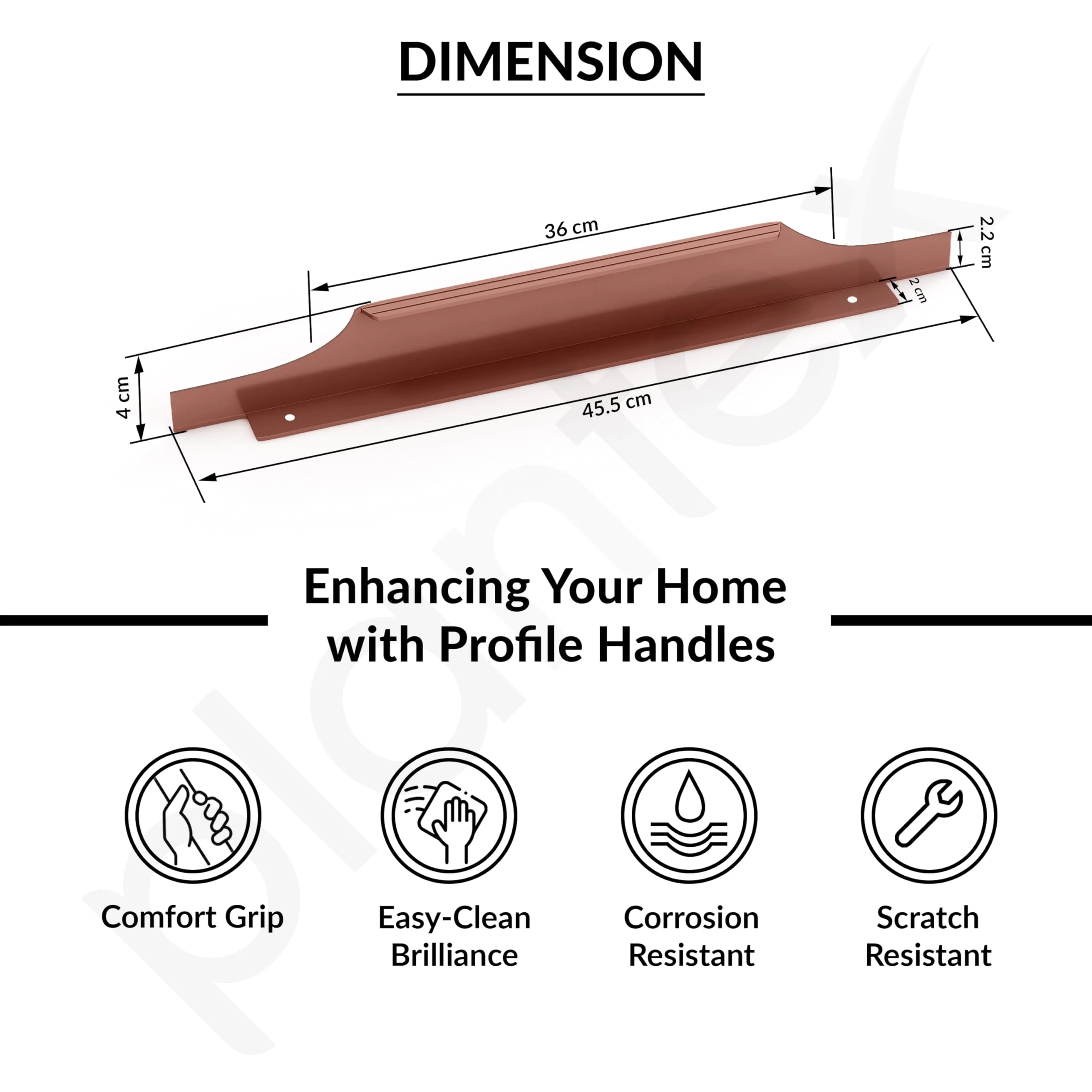 Plantex Profile Handle for Kitchen Cabinet/18 Inch Alluminium Drawer Profile Handle/Wardrobe Pull Handle for Home/Office/Hotel - Pack of 1 (Rose Gold) - Image 3