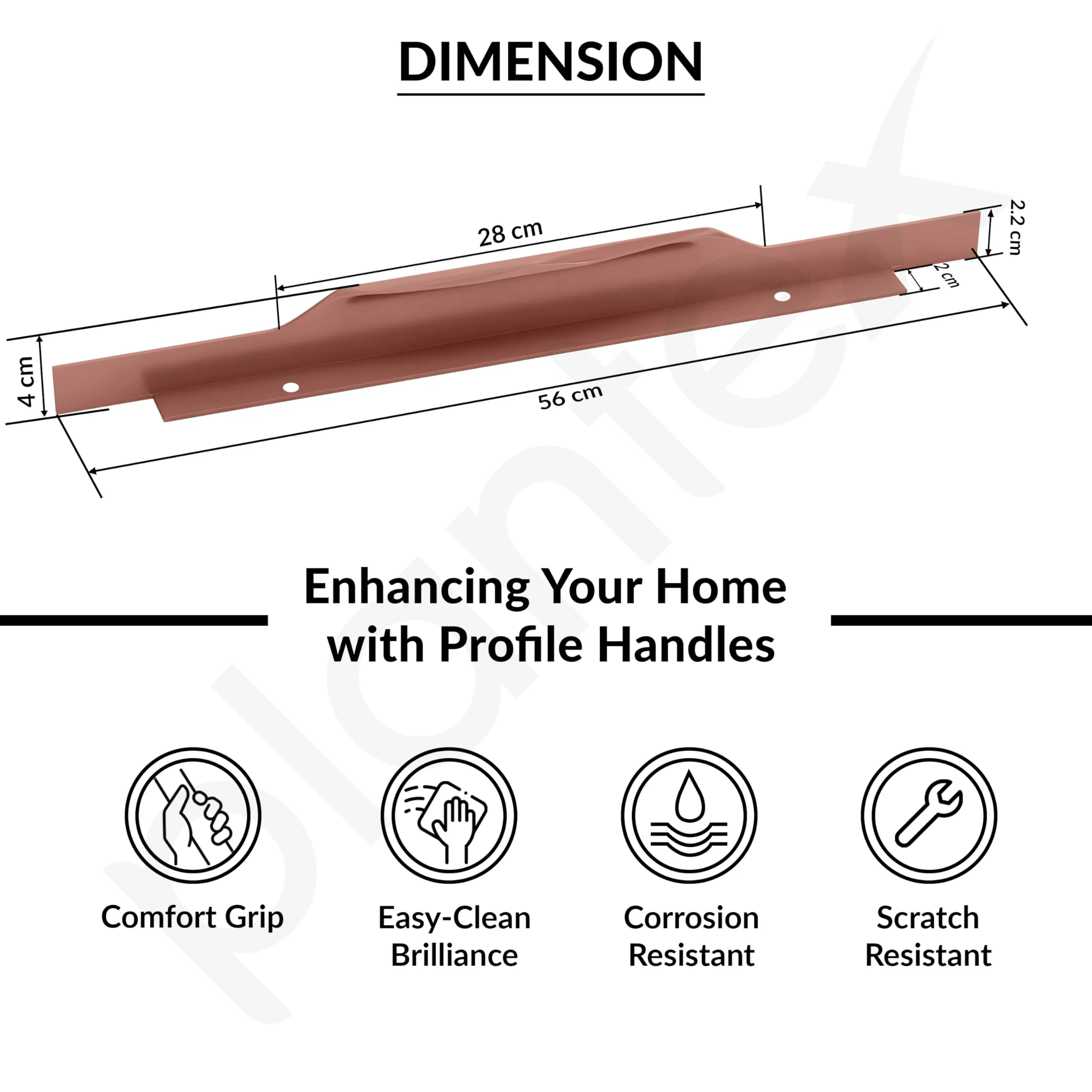 Plantex Profile Handle for Kitchen Cabinet/20 Inch Alluminium Drawer Profile Handle/Wardrobe Pull Handle for Home/Office/Hotel - Pack of 2 (Rose Gold) - Image 3