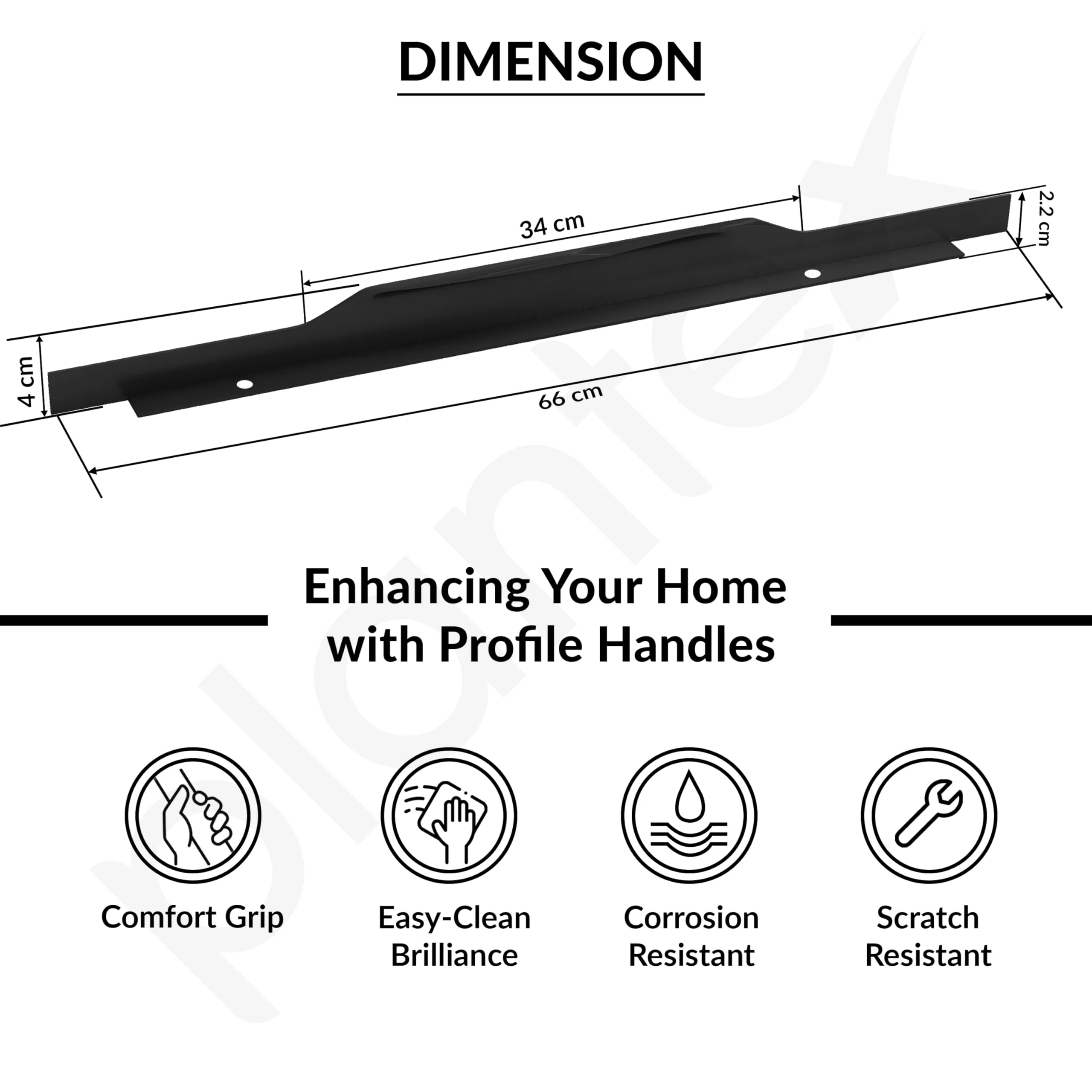 Plantex Profile Handle for Kitchen Cabinet/26 Inch Alluminium Drawer Profile Handle/Wardrobe Pull Handle for Home/Office/Hotel - Pack of 1 (Black) - Image 3
