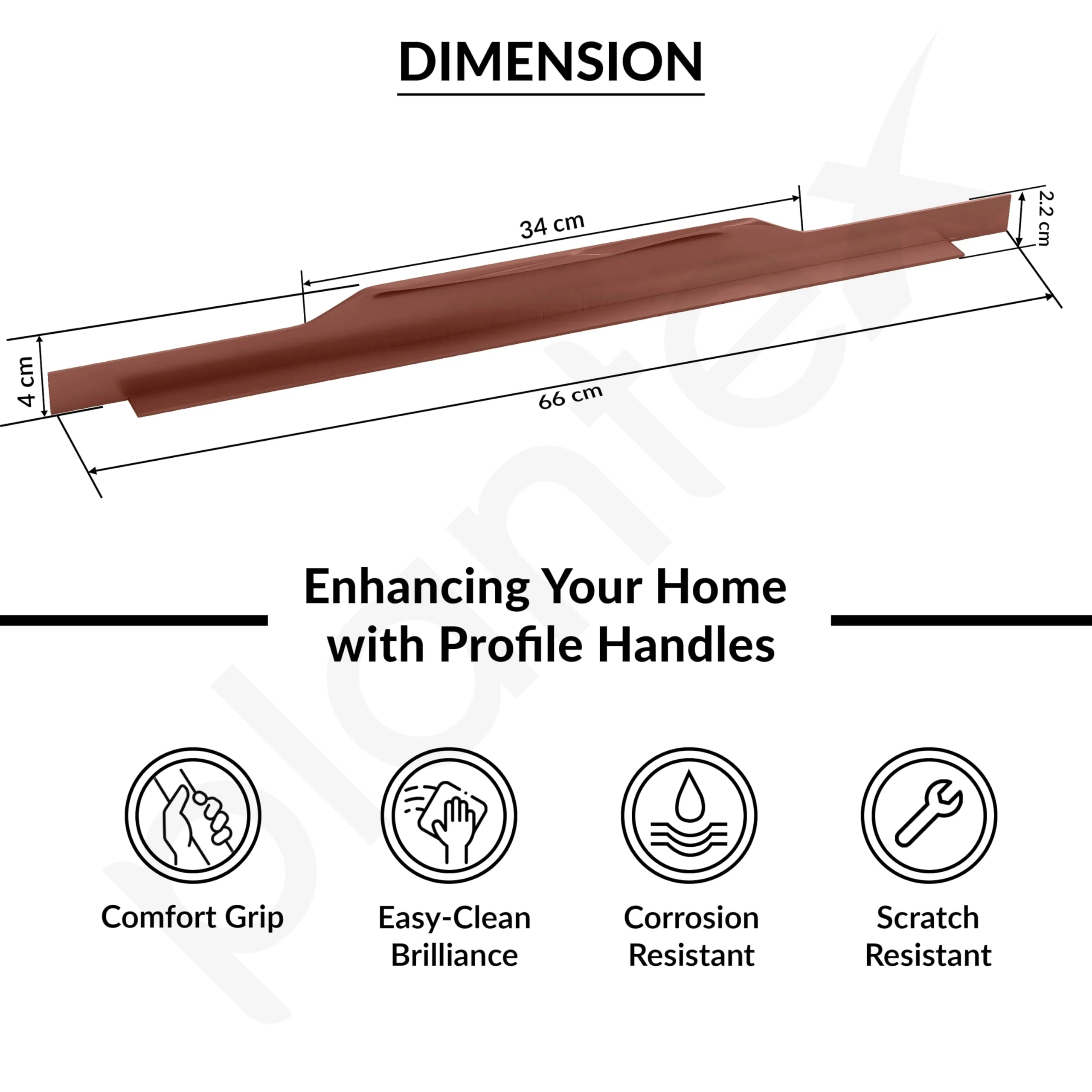 Plantex Profile Handle for Kitchen Cabinet/26 Inch Alluminium Drawer Profile Handle/Wardrobe Pull Handle for Home/Office/Hotel - Pack of 2 (Rose Gold) - Image 3