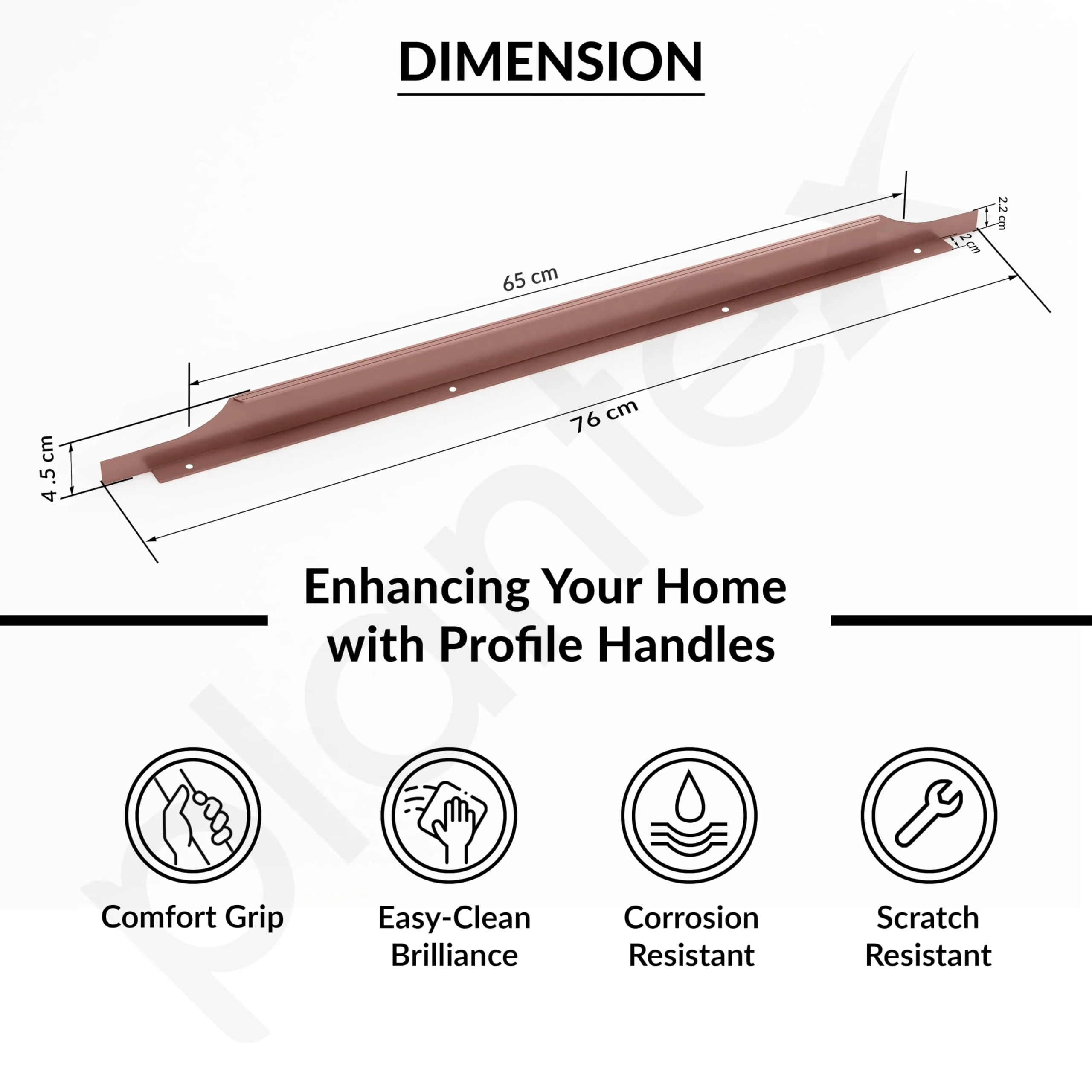 Plantex Profile Handle for Kitchen Cabinet/30 Inch Alluminium Drawer Profile Handle/Wardrobe Pull Handle for Home/Office/Hotel - Pack of 1 (Rose Gold) - Image 3