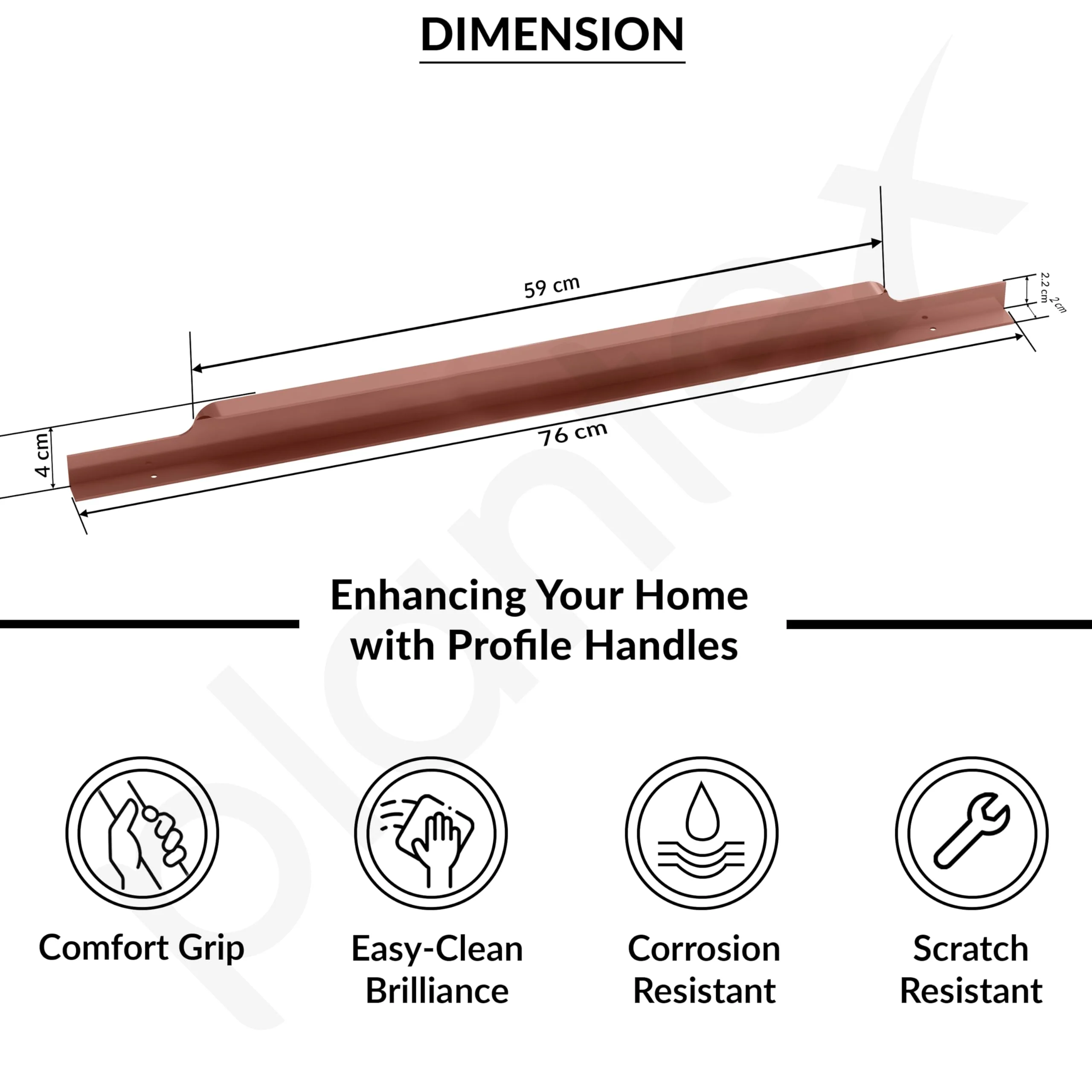 Plantex Profile Handle for Kitchen Cabinet/30 Inch Alluminium Drawer Profile Handle/Wardrobe Pull Handle for Home/Office/Hotel - Pack of 1 (Rose Gold) - Image 3