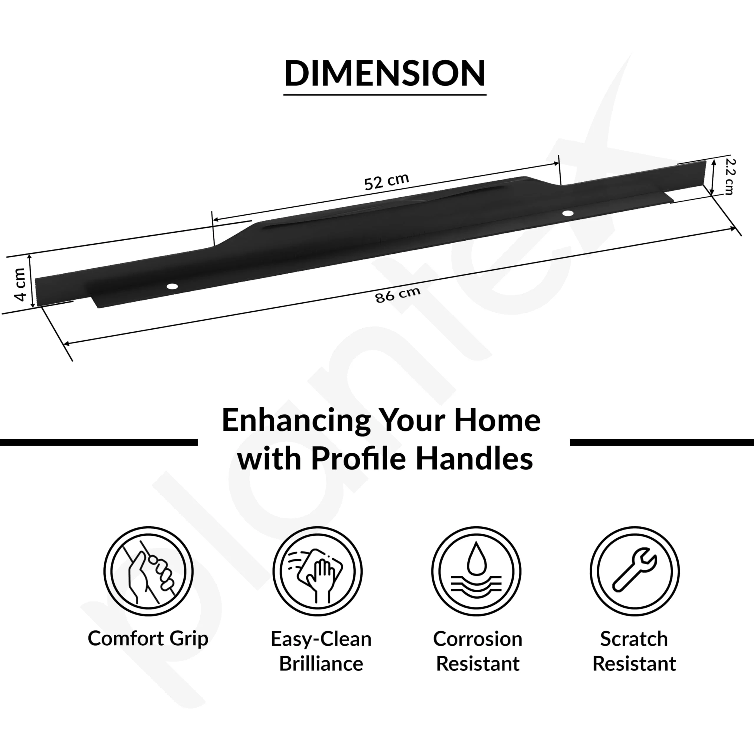 Plantex Profile Handle for Kitchen Cabinet/34 Inch Alluminium Drawer Profile Handle/Wardrobe Pull Handle for Home/Office/Hotel - Pack of 1 (Black) - Image 3