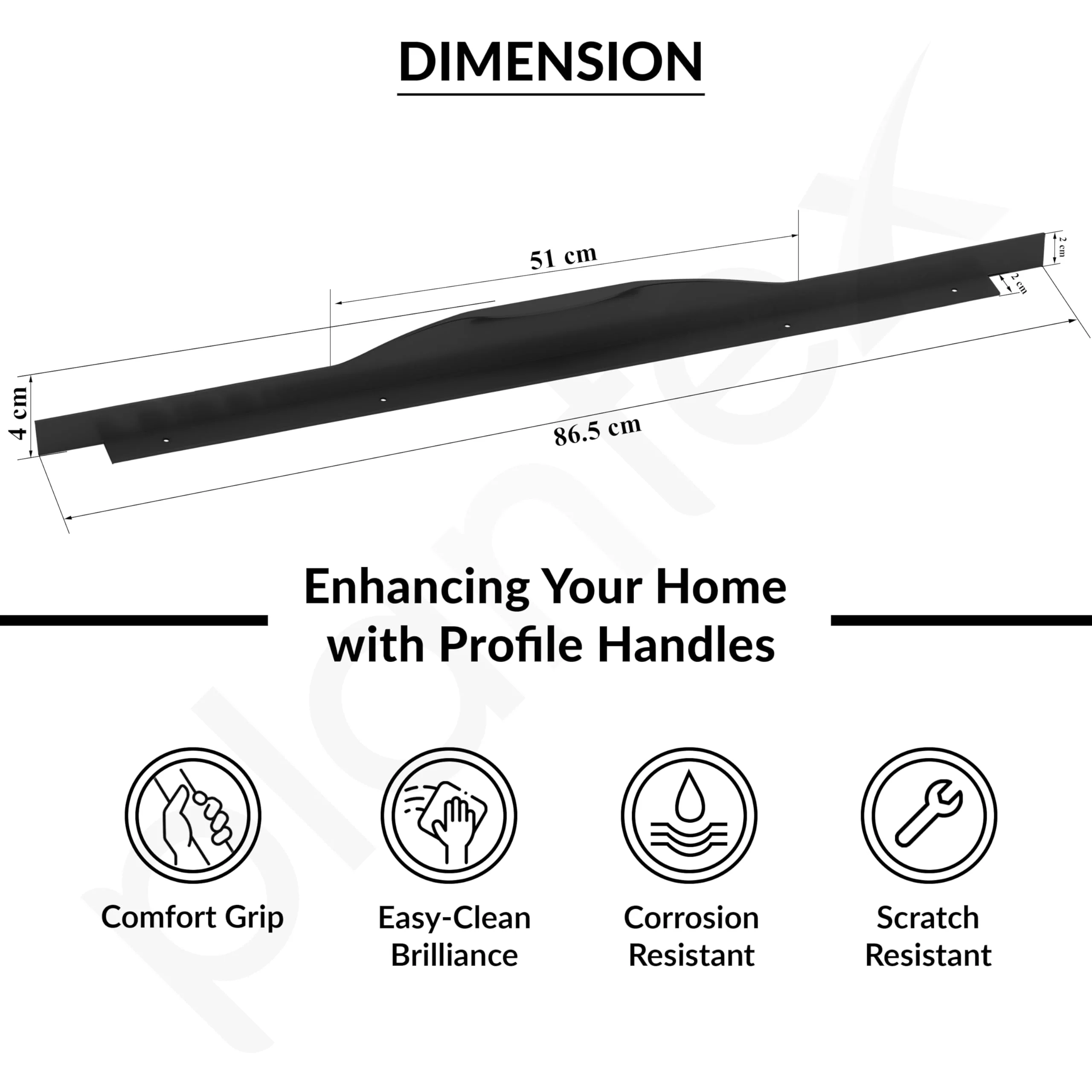 Plantex Profile Handle for Kitchen Cabinet/34 Inch Alluminium Drawer Profile Handle/Wardrobe Pull Handle for Home/Office/Hotel - Pack of 1 (Black) - Image 3