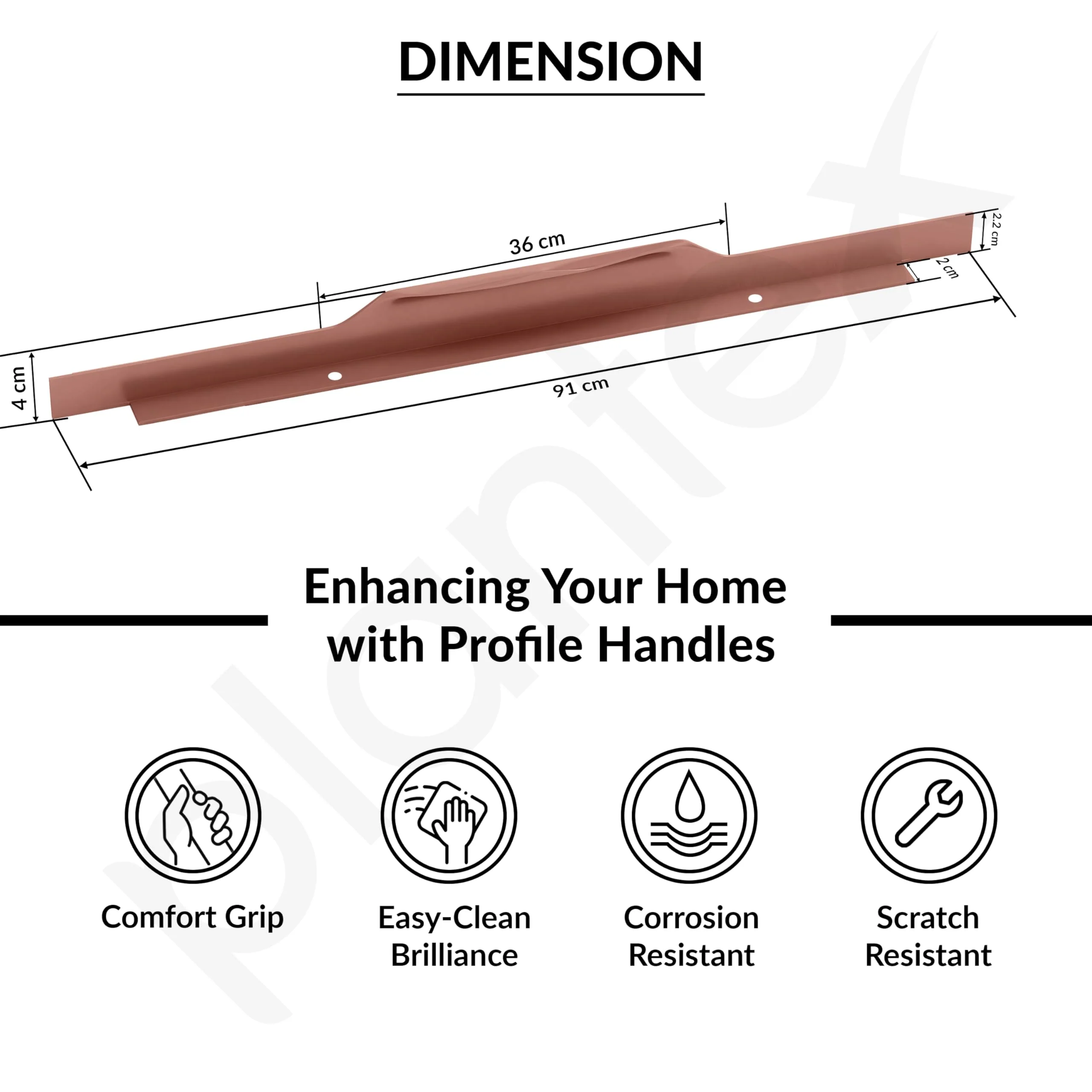 Plantex Profile Handle for Kitchen Cabinet/36 Inch Alluminium Drawer Profile Handle/Wardrobe Pull Handle for Home/Office/Hotel - Pack of 2 (Rose Gold) - Image 3