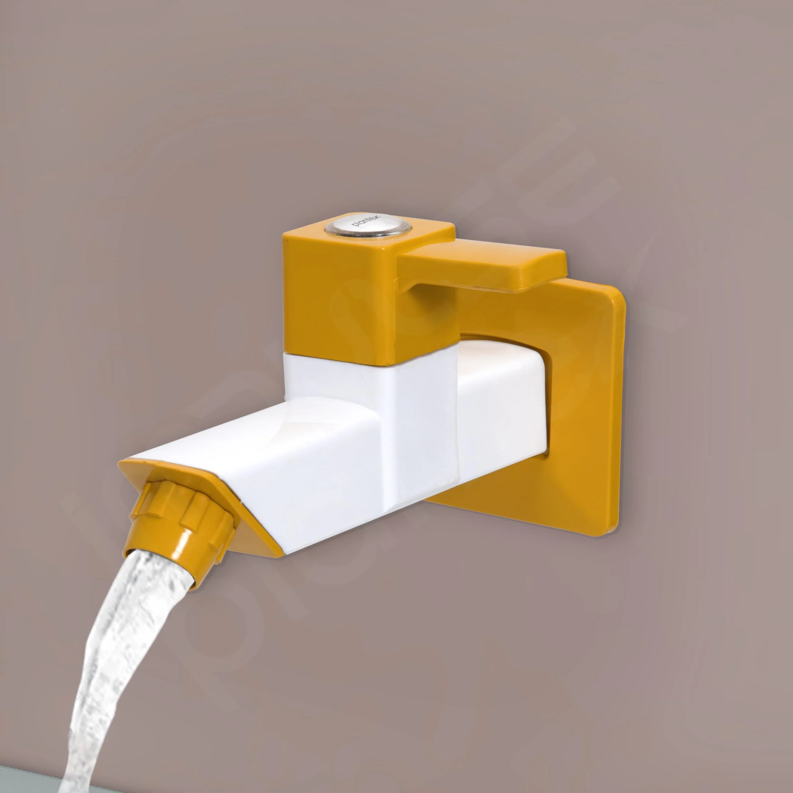 Plantex PTMT EDS-122 Single LeverPainted Bib Tap For Bathroom With Water Saving Aerator/Bib Cock For Bathroom With Plastic Wall Flange & Teflon Tape (Yellow & White) - Image 4