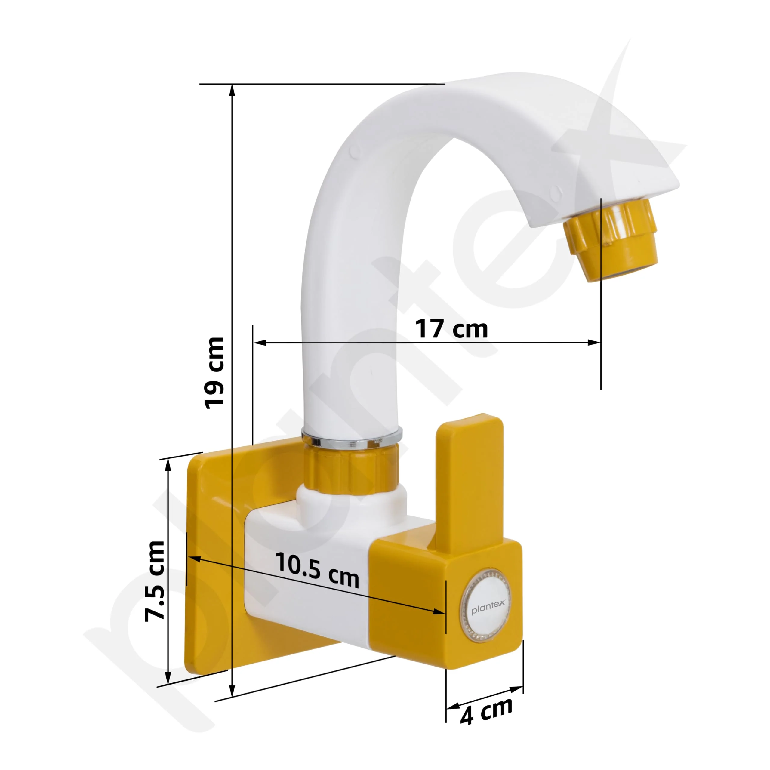 Plantex PTMT EDS-125 Single Lever Kitchen Faucet with Wall Flange & Teflon Tape/360° Swivel Spout Sink Tap and Water Saing Aerator (Yellow & White) - Image 3