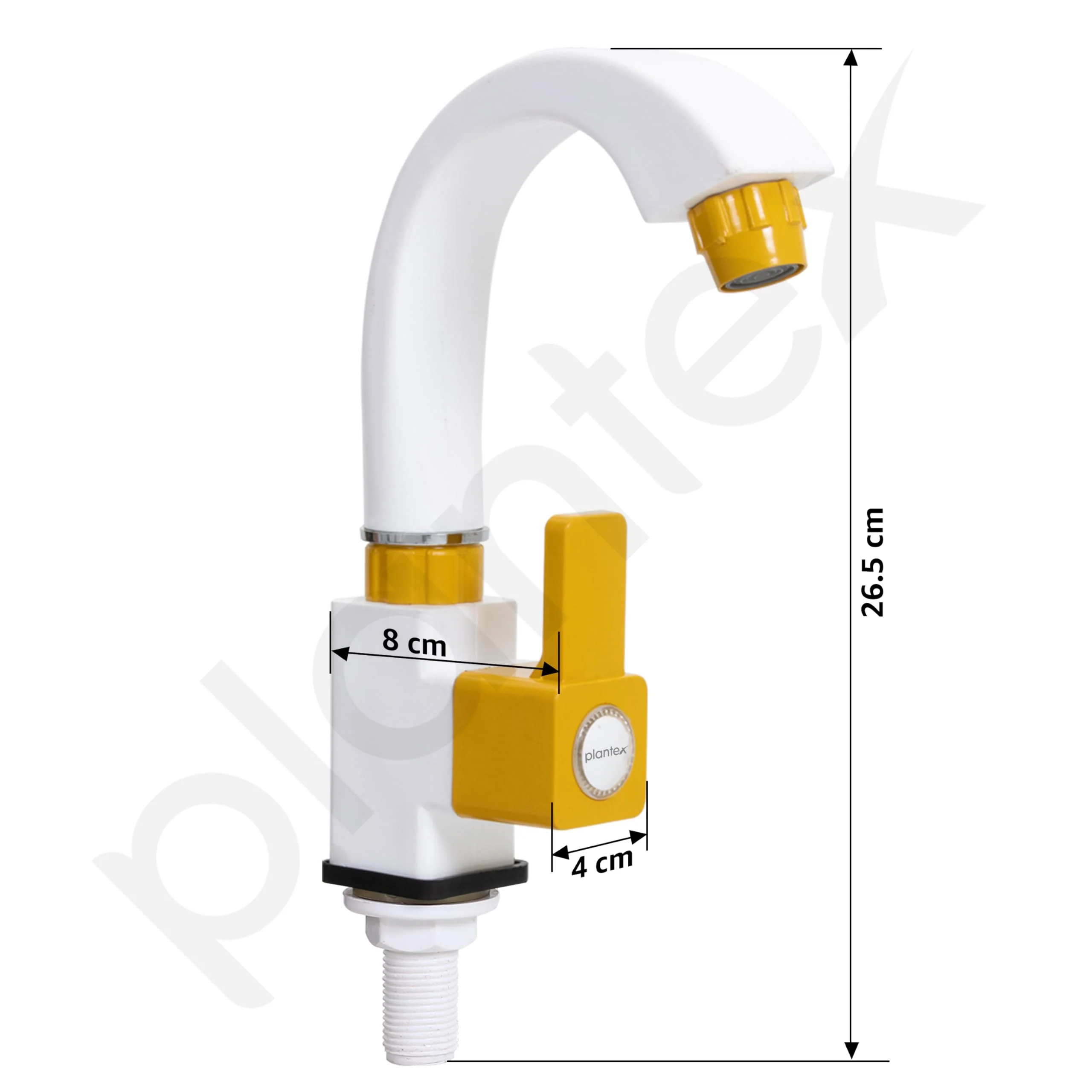Plantex PTMT EDS-126 Single Lever Sink Tap with Teflon Tape/Kitchen Sink Tap 360° Swivel Spout with Water Saving for Kitchen Tap (Yellow & White) - Image 3