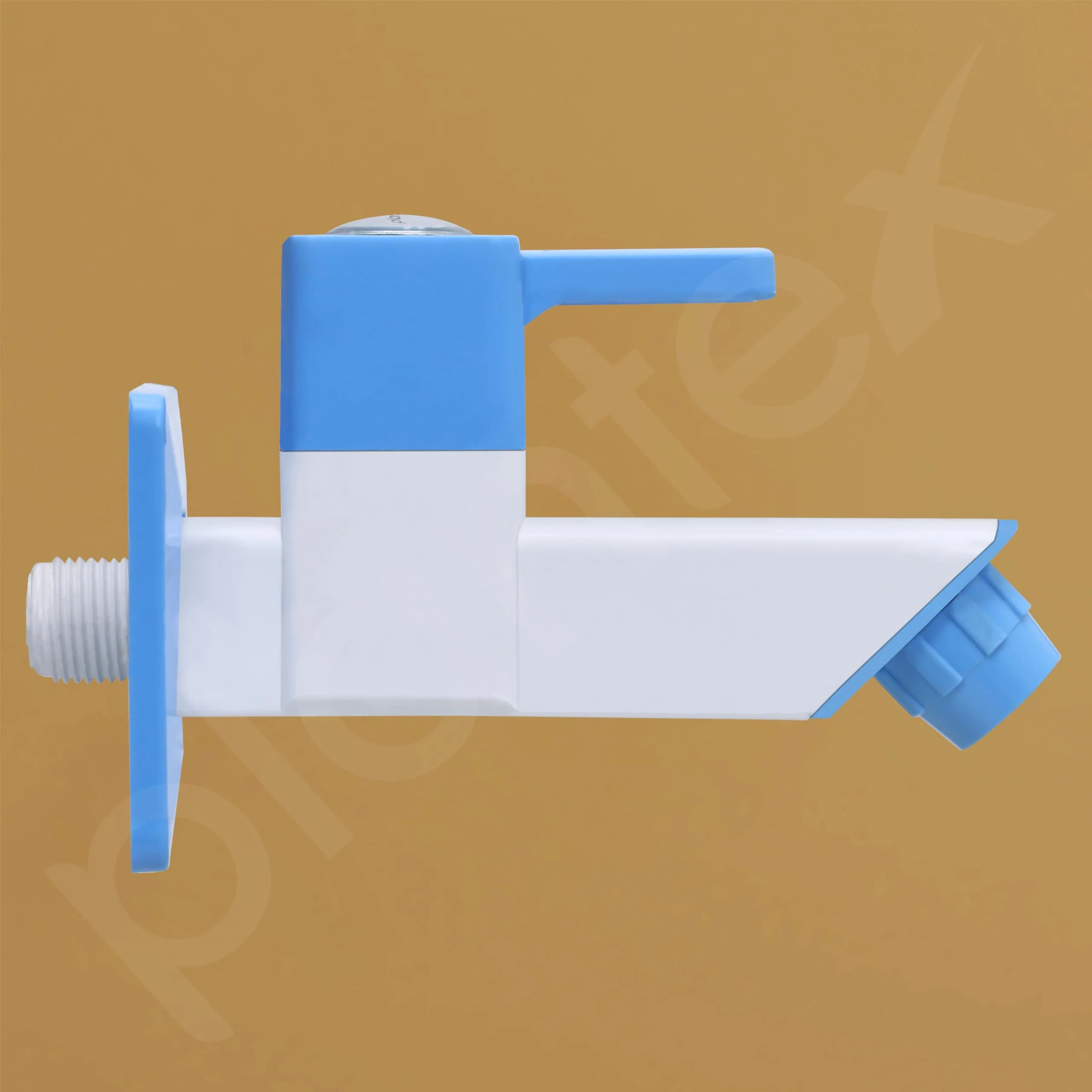 Plantex PTMT ES-111 Bib Cock Polished Water Tap For Bathroom With Water Saving Aerator/Bib Tap With Teflon Tape And Plastic Wall Flange (Blue & White) - Image 5