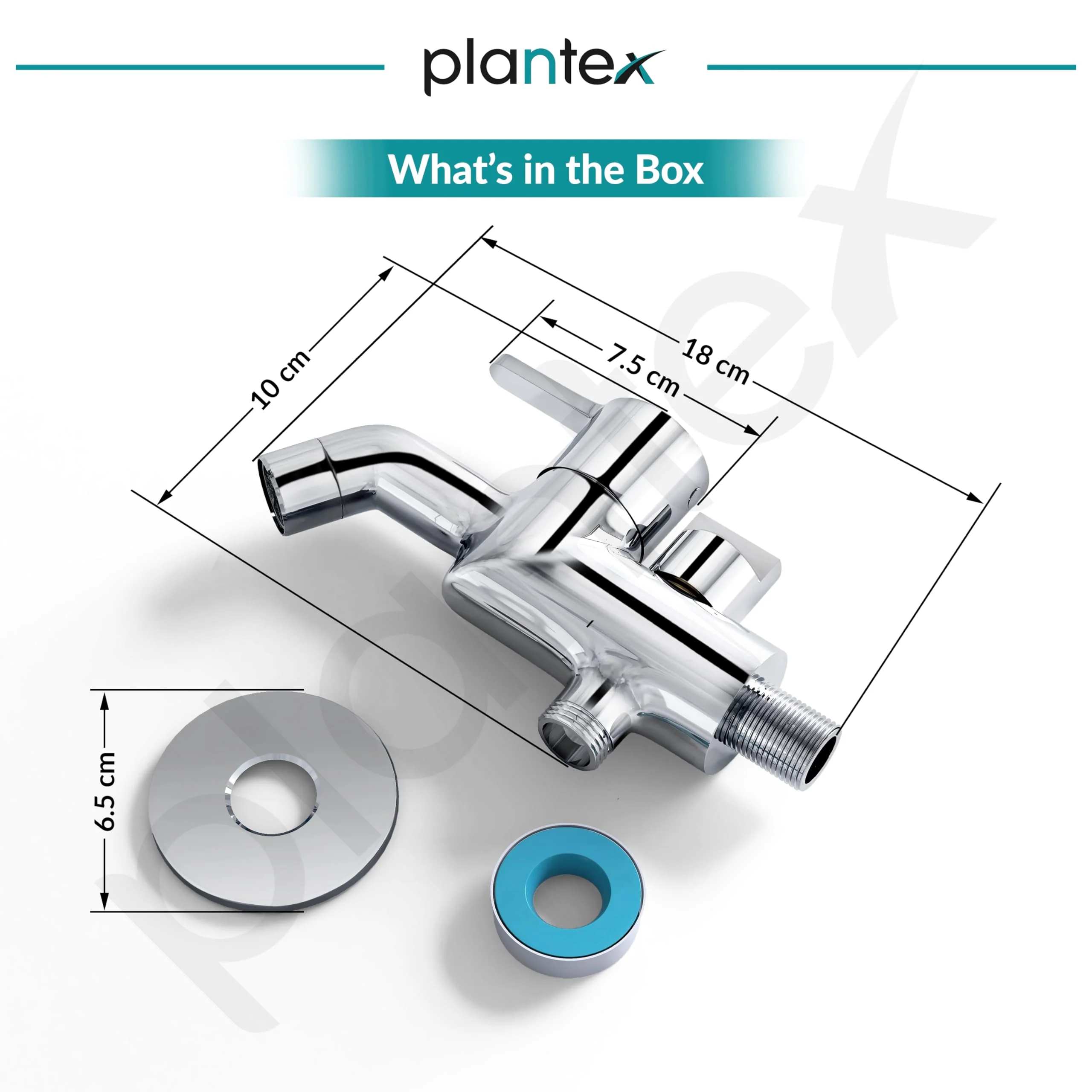 Plantex Pure Brass 2 in 1 Tap for Washing Machine with Water Saving Aerator/2-Way Bib Cock for Bathroom with Brass Wall Flange & Teflon Tape (ORE-1405, Chrome) - Image 3