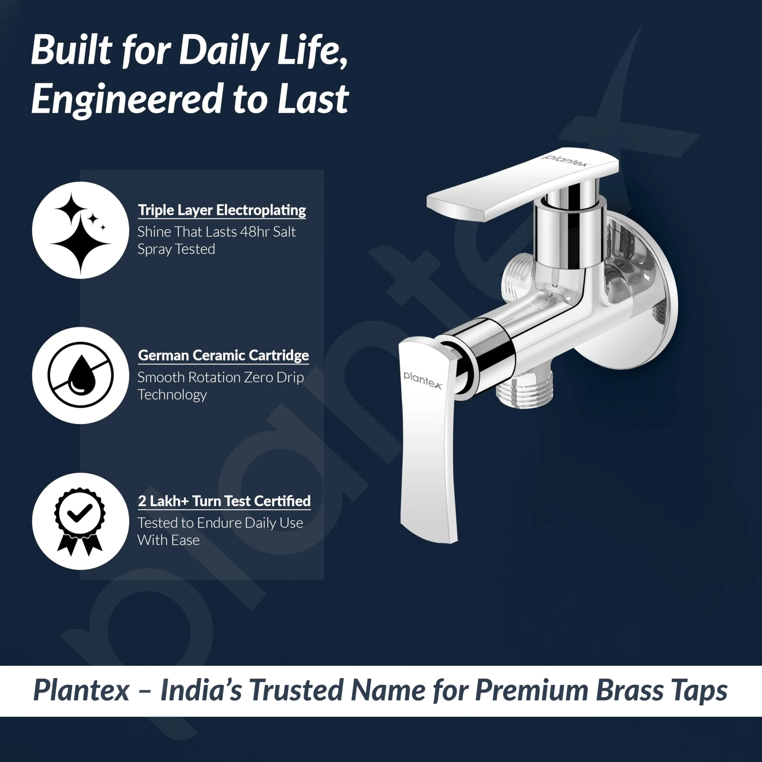Plantex Pure Brass 2 way angle valve/Angle Cock for Bathroom with Wall Flange and Teflon Tap - Pack of 1 (Chrome, 3520) - Image 3