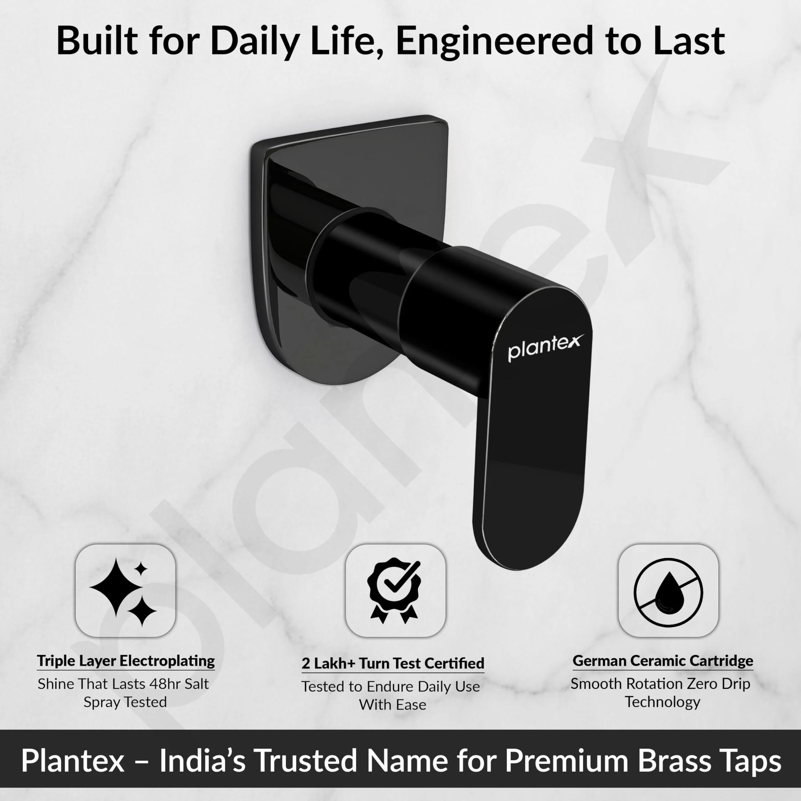 Plantex Pure Brass 25 mm Urinal Flush Valve with Teflon Tape & Wall Flange -7 Year Warranty (ORN-220-PVD Black) - Image 2