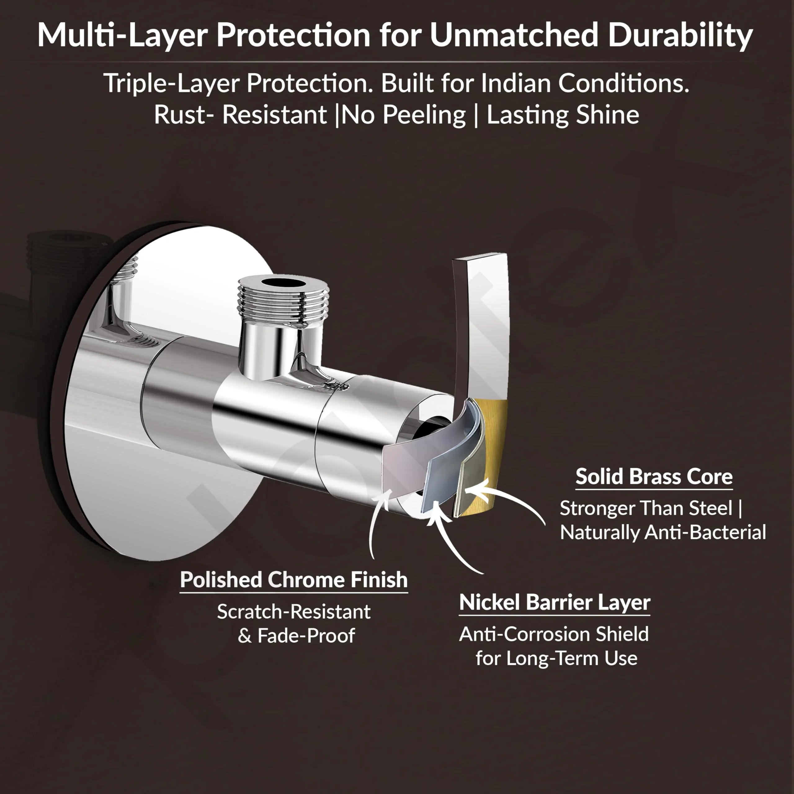 Plantex Pure Brass Angle Valve for Bathroom with Brass Wall Flange and Teflon tape/Angle Cocke Tap for Wash Basin-7 year Warranty by Plantex [COL-1005-Mirror Chrome] - Image 5