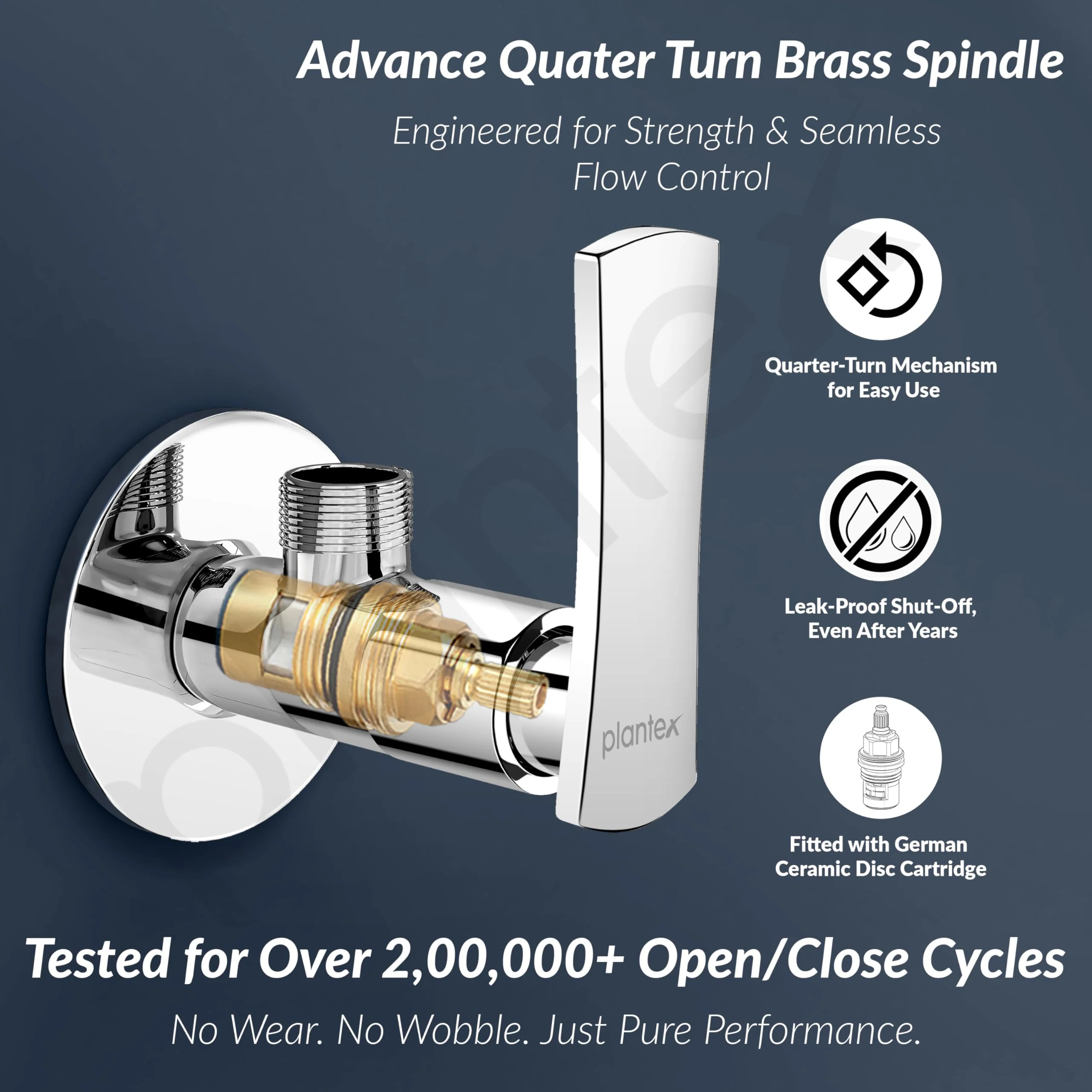 Plantex Pure Brass Angular Stop Cock/Stop Cock for Bathroom/Angular Valve for Wash Basin Connection with Brass Wall Flange & Teflon Tape - Pack of 1 (3505, Chrome) - Image 2