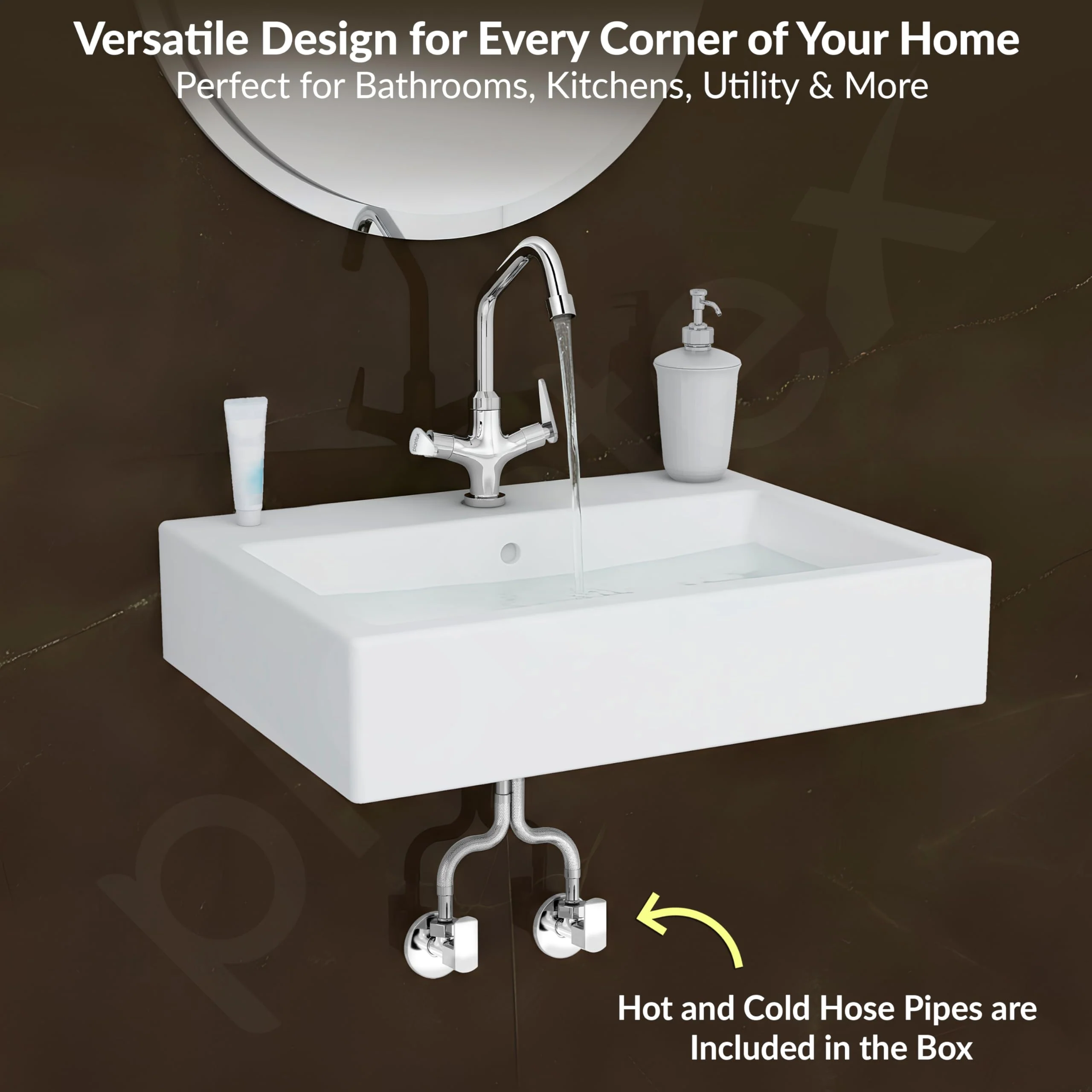 Plantex Pure Brass Basin Mixer Hot & Cold Water Tap/Basin Tap with Teflon Tape/360° Swivel Spout Tap for Wash Basin-7 Year Warranty (LEA-709-Chrome) - Image 7