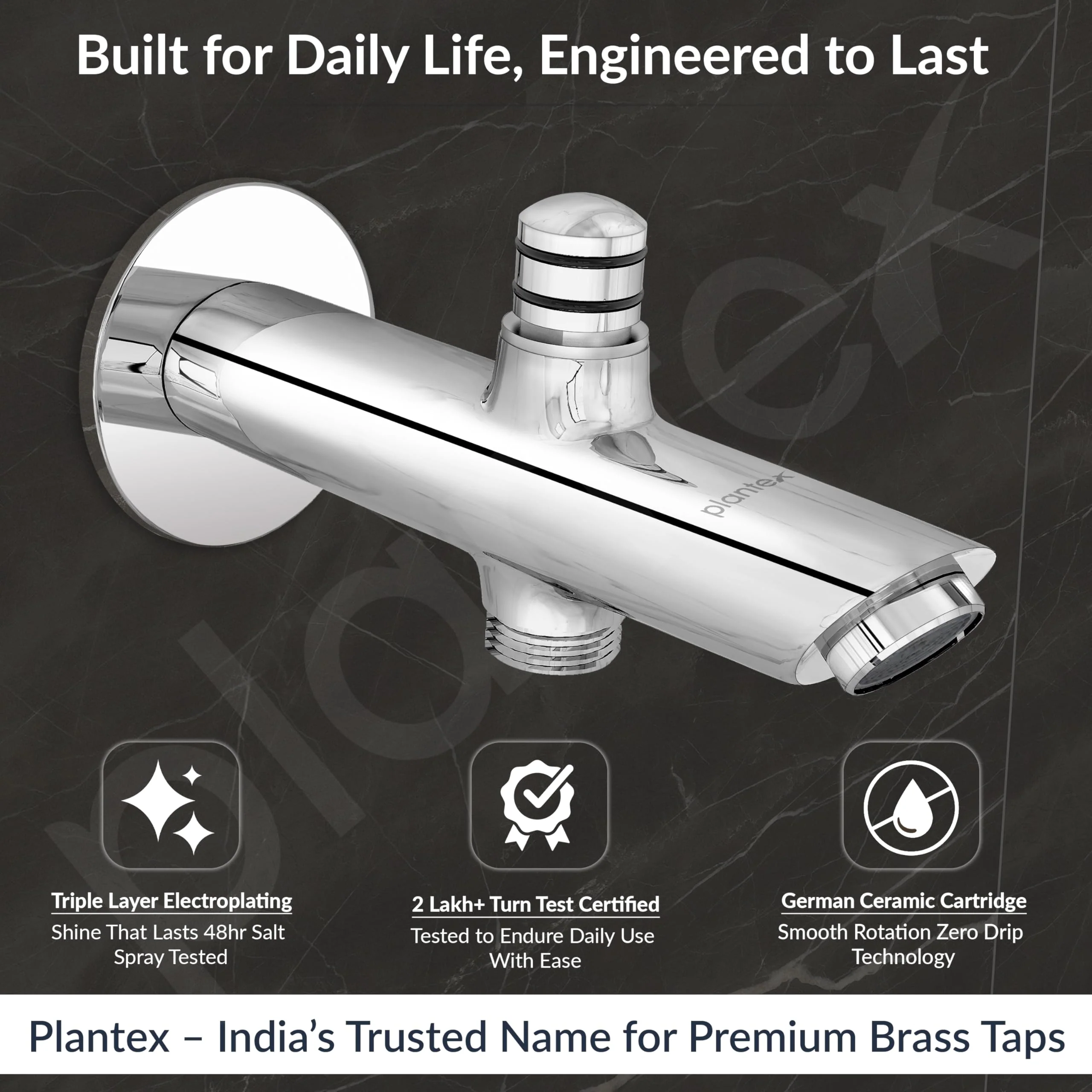 Plantex Pure Brass Bathtub Spout with Brass Wall Flange/Button Attachment for Hand Shower -(BAL-522-Mirror-Chrome) - Image 2