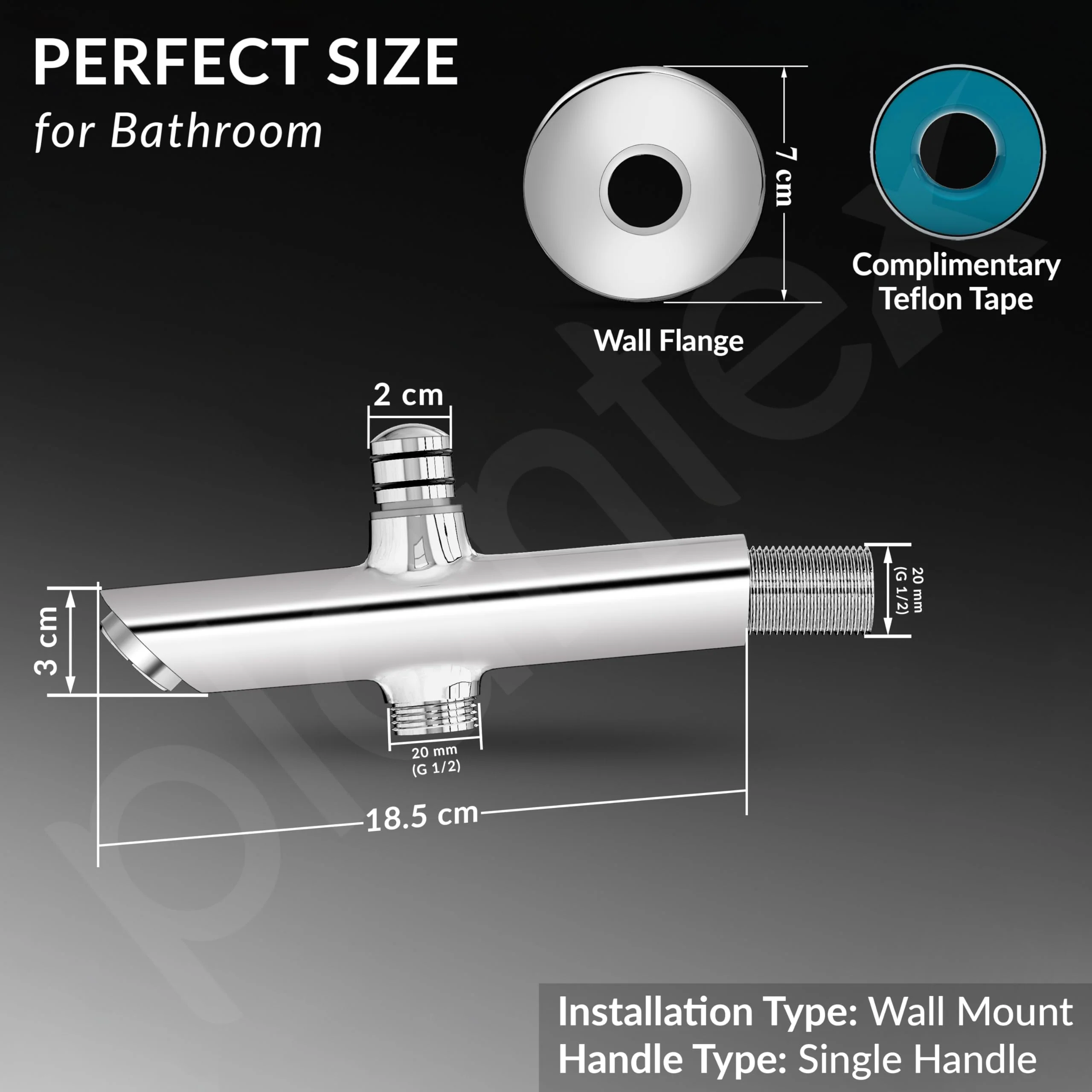 Plantex Pure Brass Bathtub Spout with Brass Wall Flange/Button Attachment for Hand Shower -(BAL-522-Mirror-Chrome) - Image 4