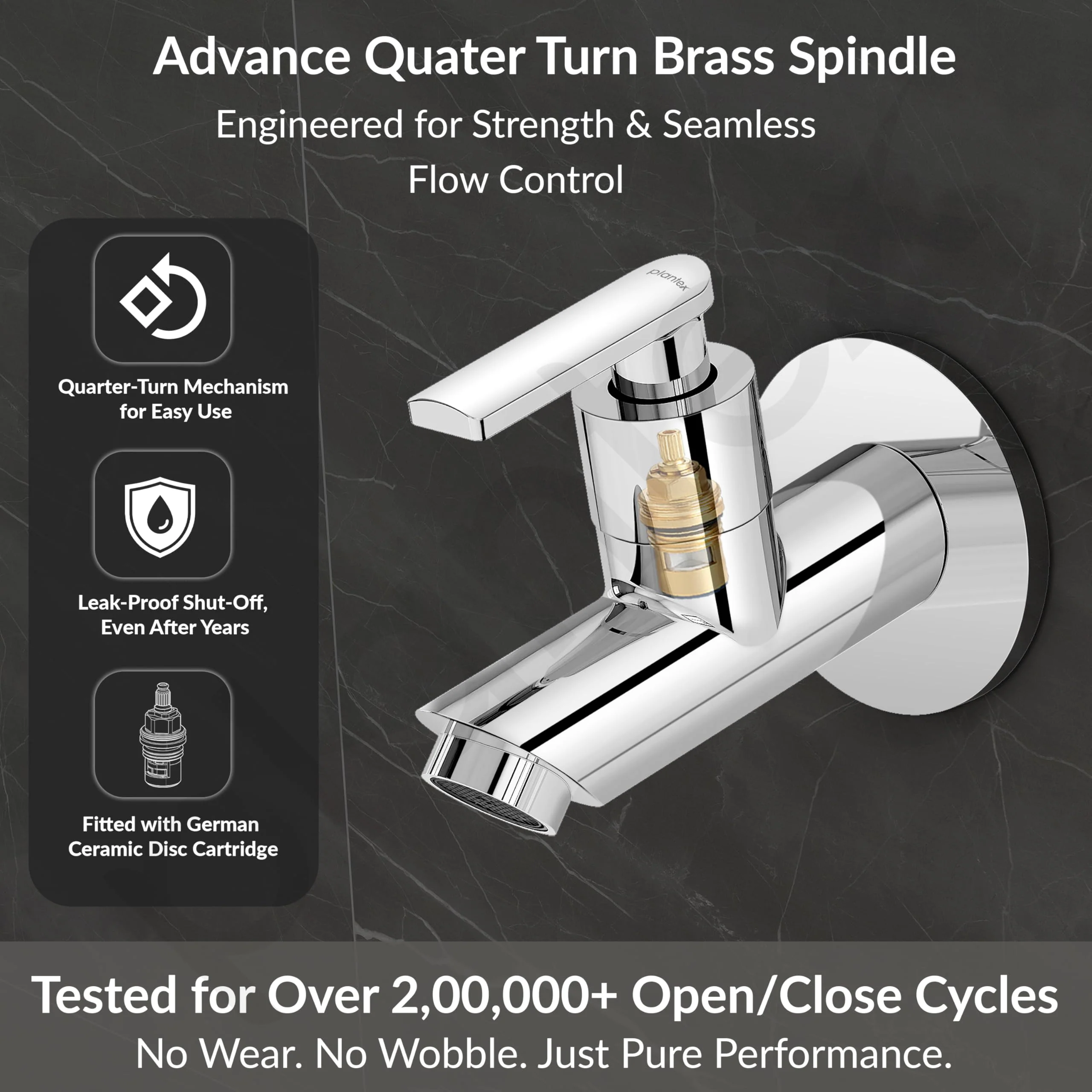 Plantex Pure Brass Bib Tap for Bathroom with Water-Saving Technology Taps/Wall Mount Bib Cock with Wall Flange and Teflon Tape-7 Year Warranty by Plantex (PRI-301 -Chrome Finish) - Image 3
