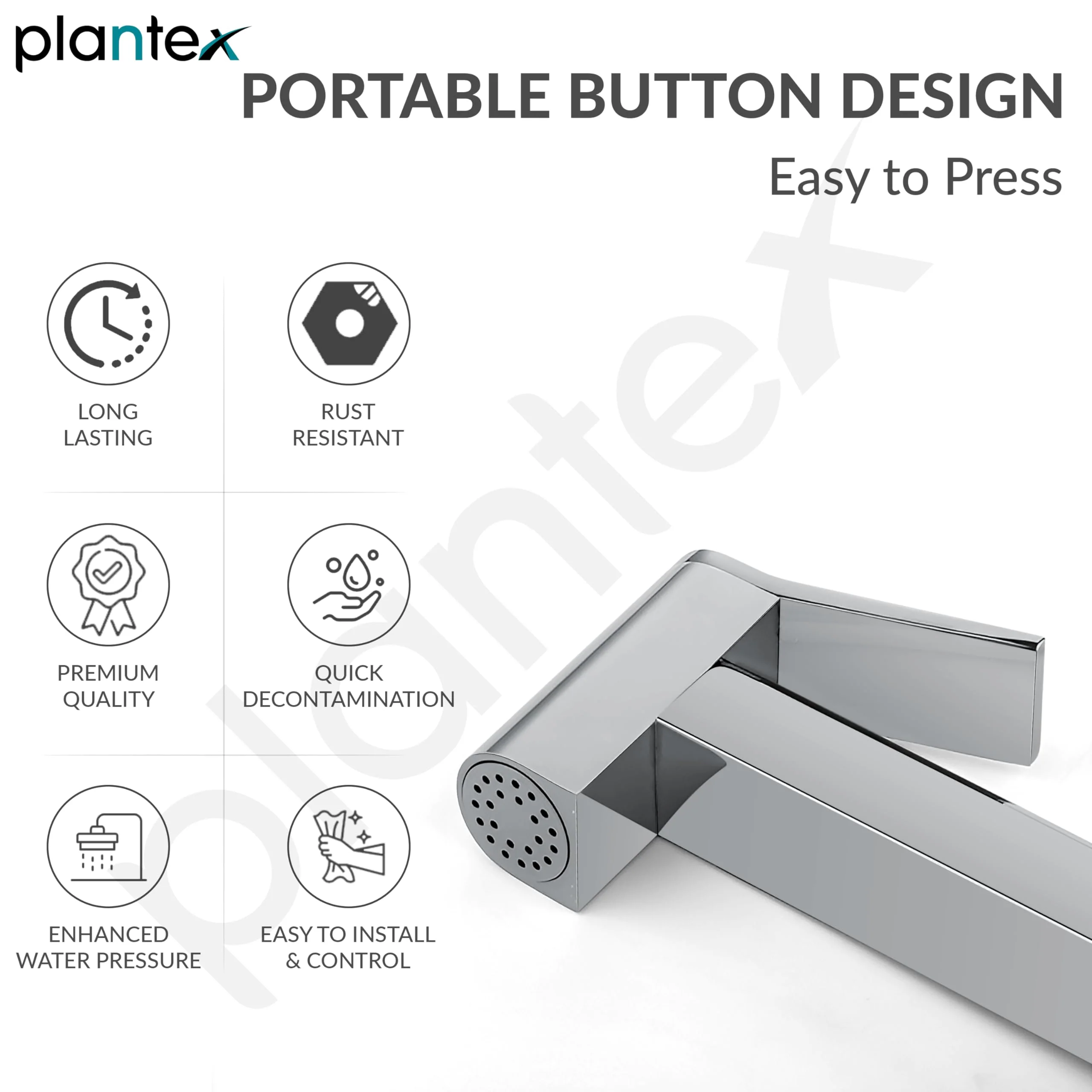 Plantex Pure Brass D-Shape Health Faucet Set/Jet Spray for Toilet/Faucet for Toilet/Health Faucet Gun Only/Hand Shower for Toilet/Health Faucet-Chrome - Image 4