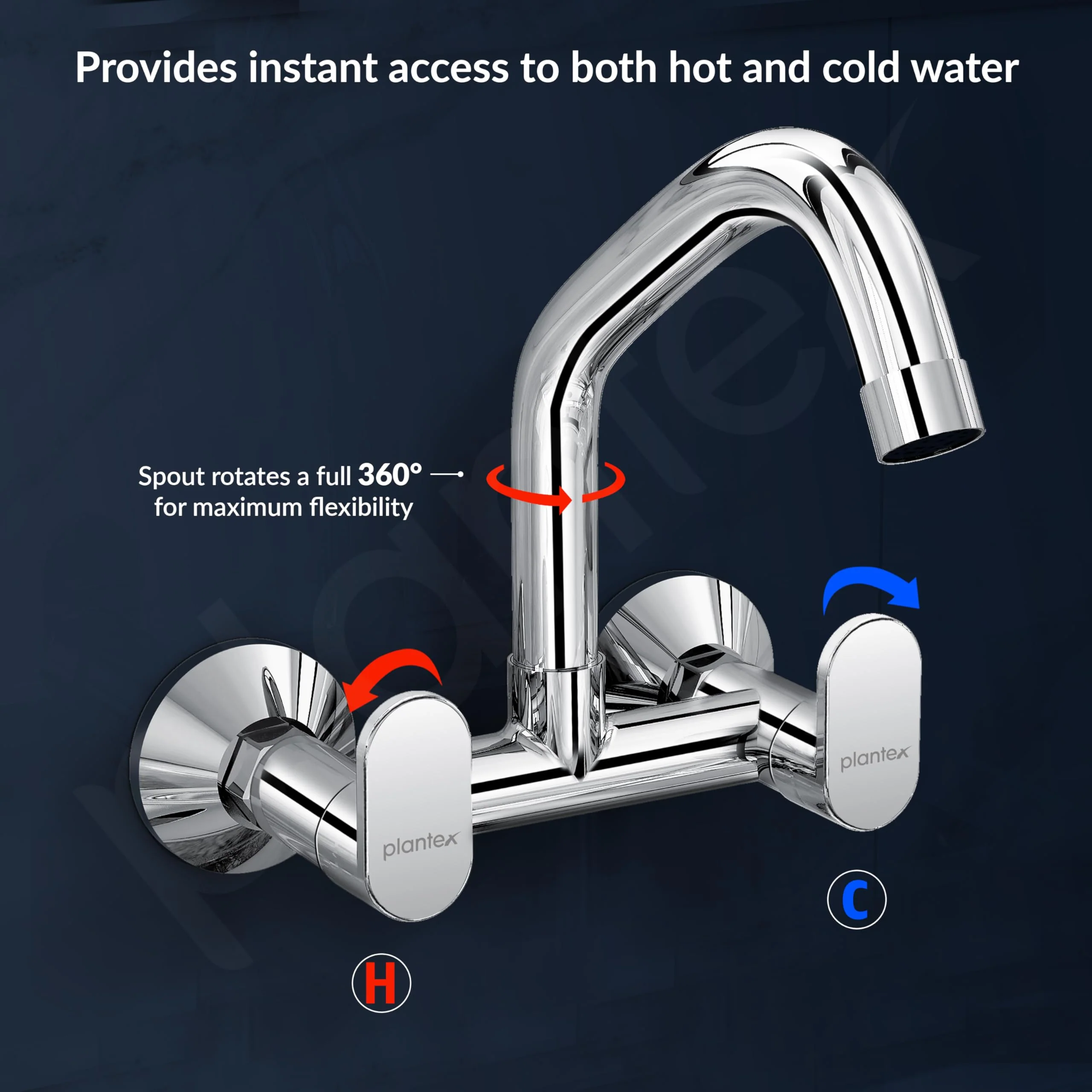 Plantex Pure Brass Kitchen Sink Tap/Sink Mixer Tap Hot and Cold/Kitchen Taps for Home Sink with Brass Wall Flange and Teflon Tape-7 Year Warranty by Plantex (ORN-215-Chrome) - Image 7