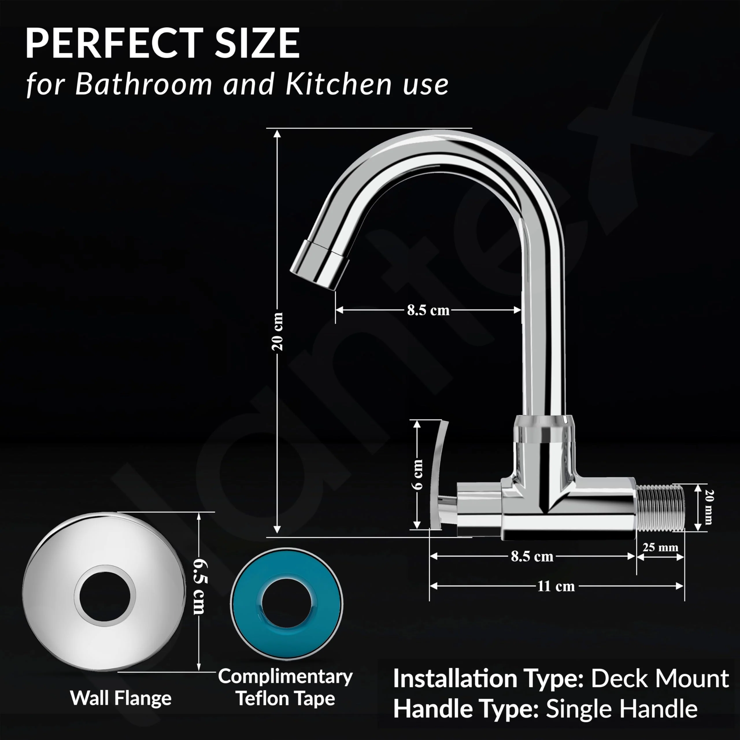 Plantex Pure Brass Kitchen Sink Tap with 360° Extended Swivel Spout with Water Saving Aerator/Sink Tap for Kitchen Basin with Brass Wall Flange-7 Year Warranty by Plantex (COL-1010- Chrome) - Image 4