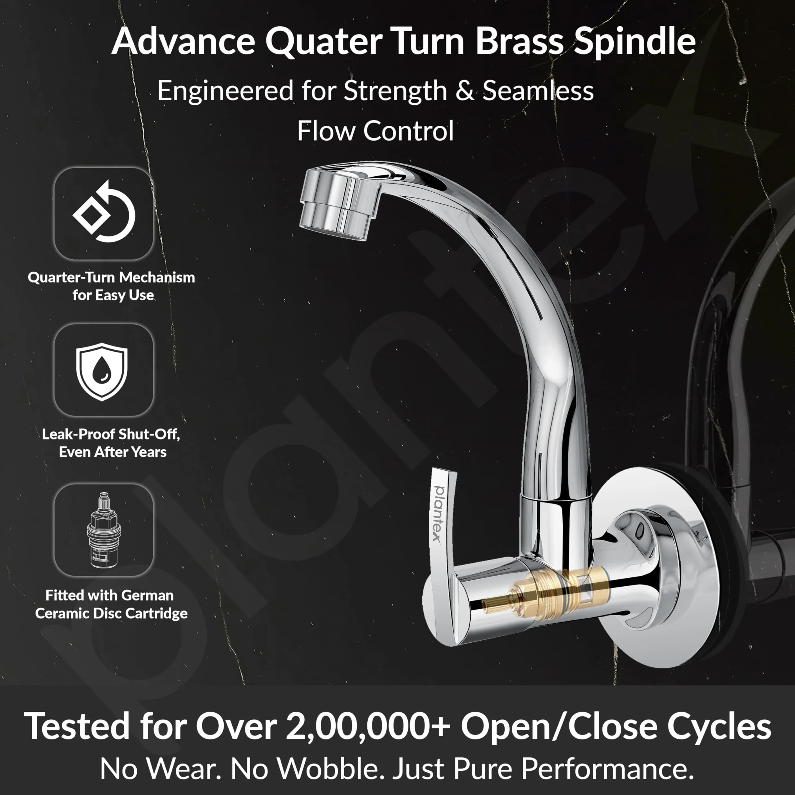 Plantex Pure Brass Kitchen Taps for Home Sink/Tap for Kitchen Basin with 360° Swivel Spout and Water Saving Aerator/Water Tap with Brass Wall Flange-7 Year Warranty (AQ-1410- Chrome) - Image 3