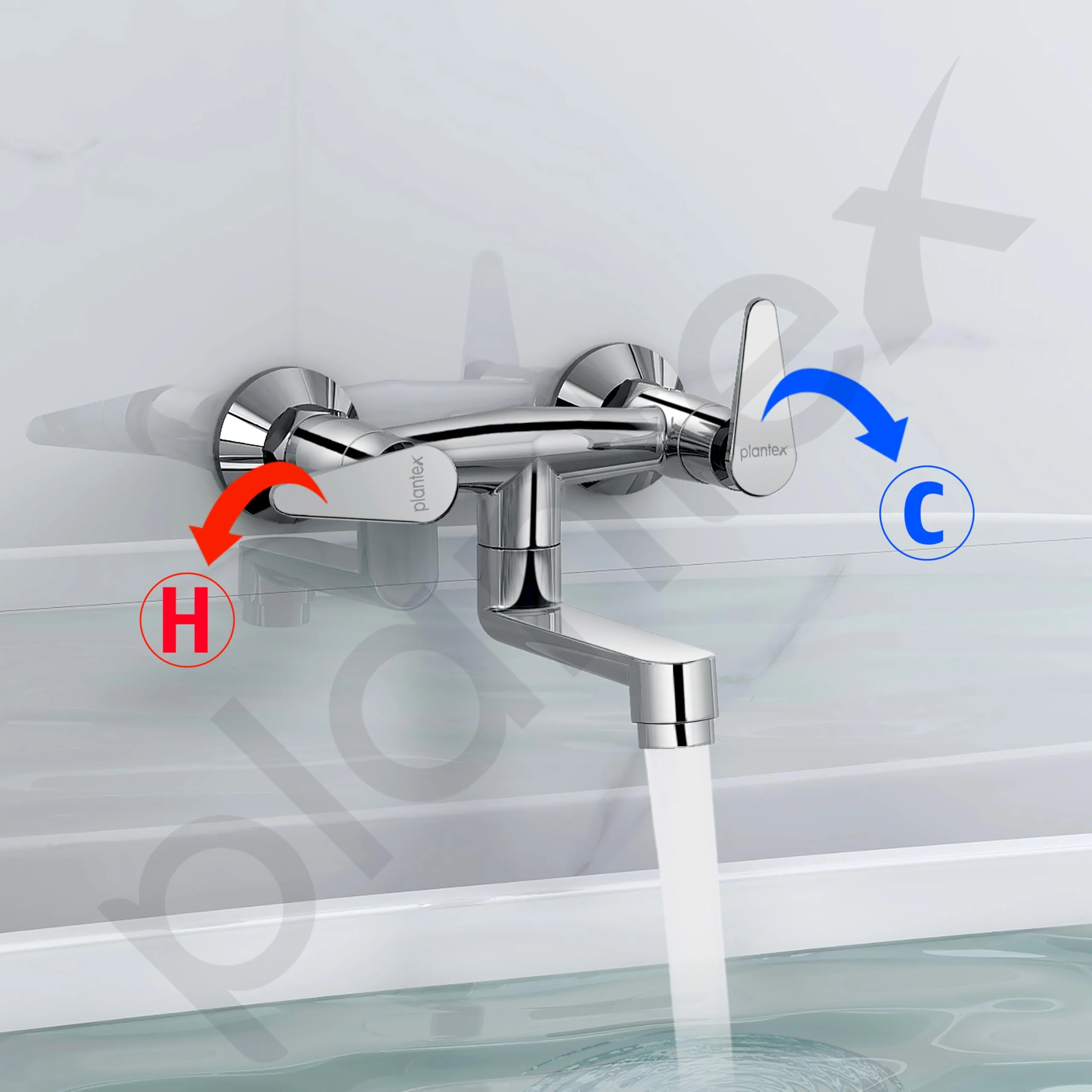 Plantex Pure Brass LEA-716 Non Telephonic Wall Mixer with Water Saving Faucet Nozzle/Mixer Tap for Bathroom with Brass Wall Flange-7 Year Warranty by Plantex (Mirror Chrome) - Image 2
