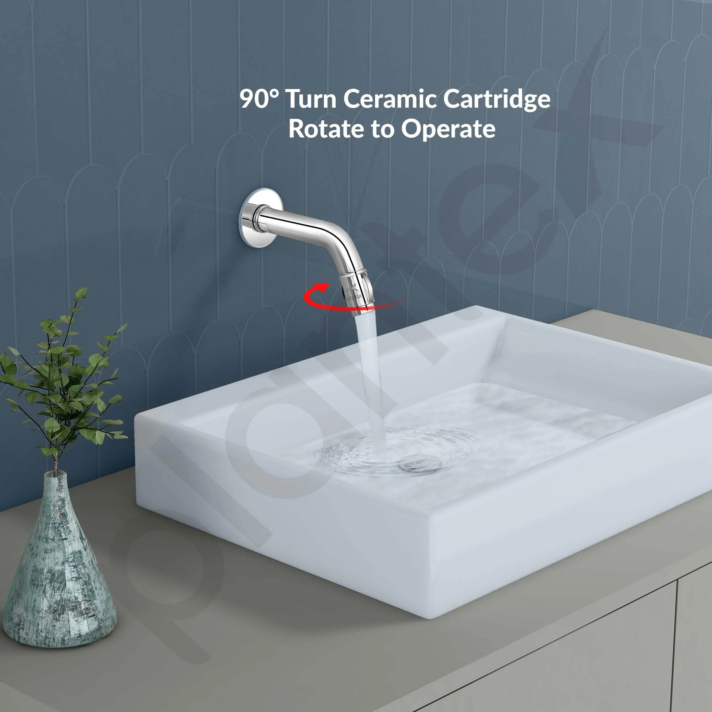 Plantex Pure Brass MAG-1201 Mouth-Flow Swan Neck Bib Cock Water Tap with Teflon Tape & Brass Wall Flange with Bib Tap with Water Saving Nozzle 7-Year Warranty (Mirror Chrome) - Image 2