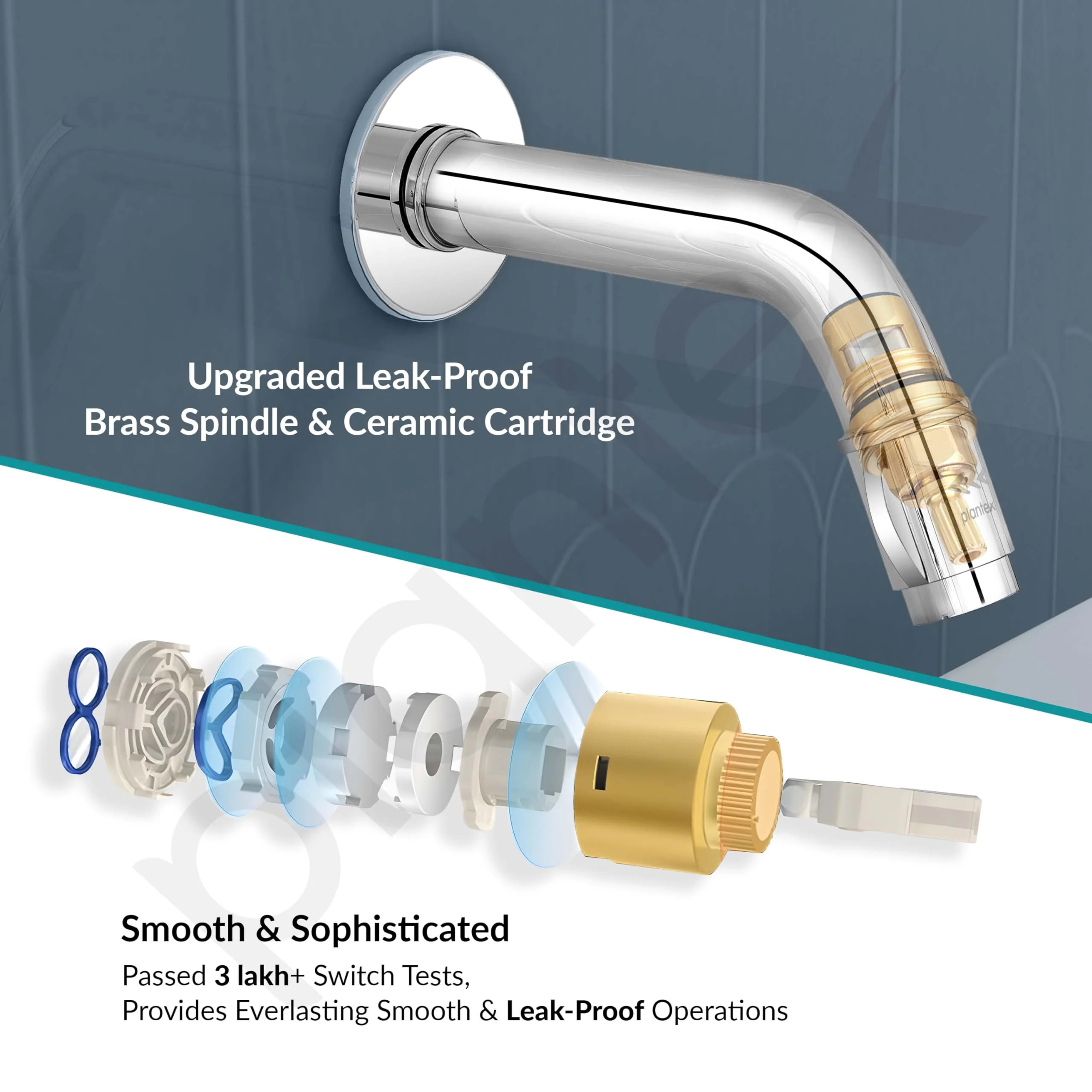 Plantex Pure Brass MAG-1201 Mouth-Flow Swan Neck Bib Cock Water Tap with Teflon Tape & Brass Wall Flange with Bib Tap with Water Saving Nozzle 7-Year Warranty (Mirror Chrome) - Image 4