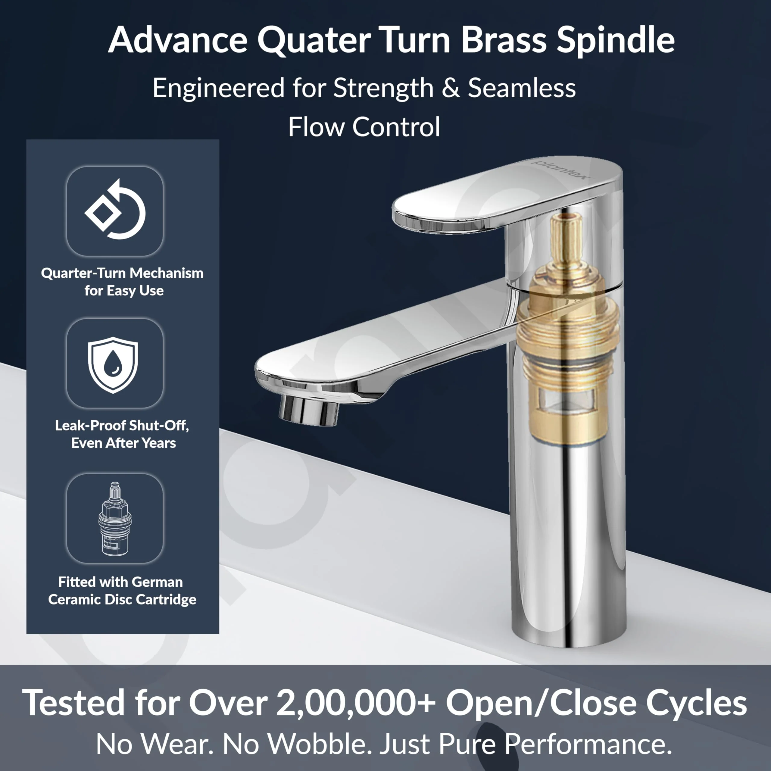 Plantex Pure Brass Pillar Cocke for Basin with Water Saving Aerator/Tap for Wash Basin with Teflon Tape/Sink tap for Wash Basin-7 Year Warranty by Plantex-(ORN-203-Chrome) - Image 3