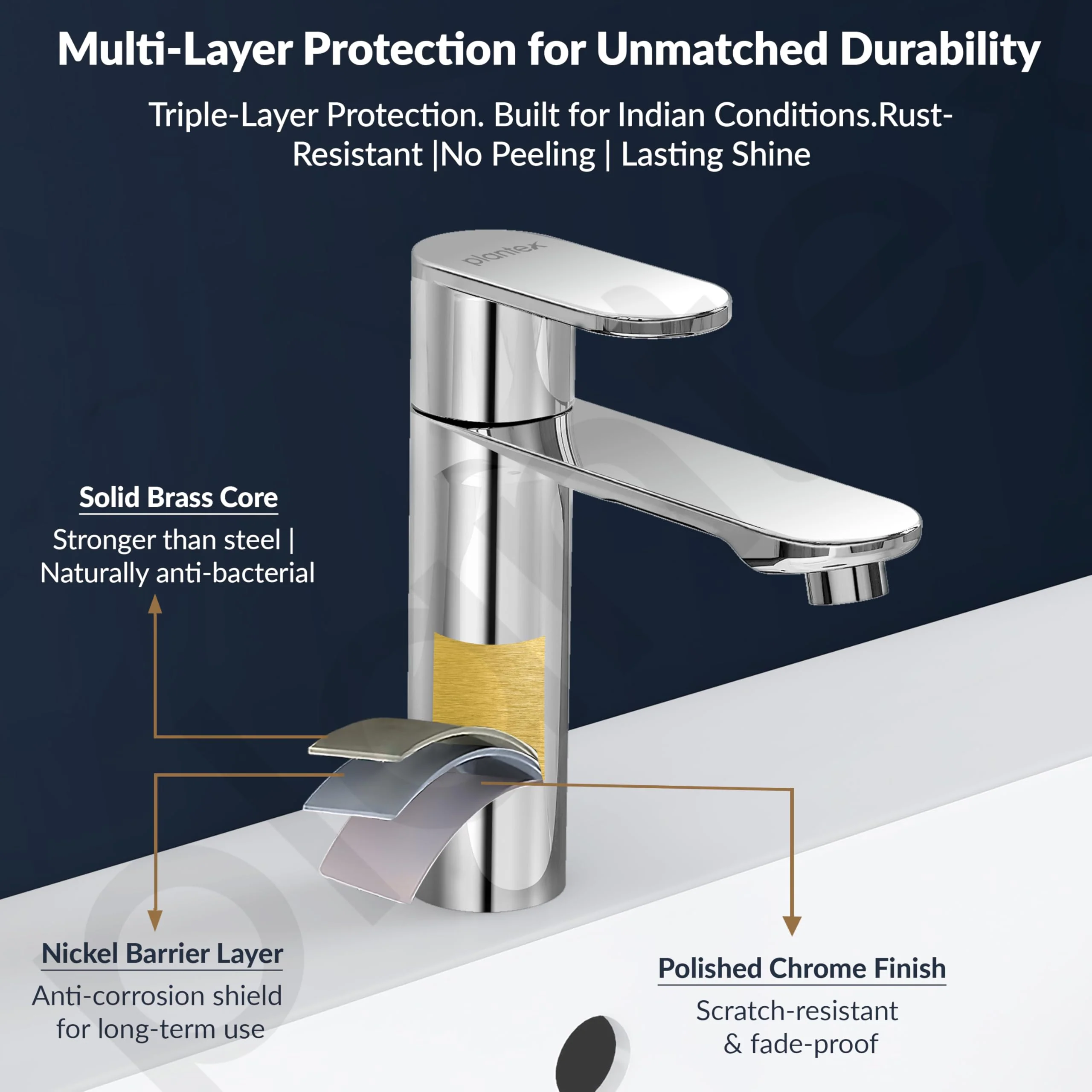 Plantex Pure Brass Pillar Cocke for Basin with Water Saving Aerator/Tap for Wash Basin with Teflon Tape/Sink tap for Wash Basin-7 Year Warranty by Plantex-(ORN-203-Chrome) - Image 5