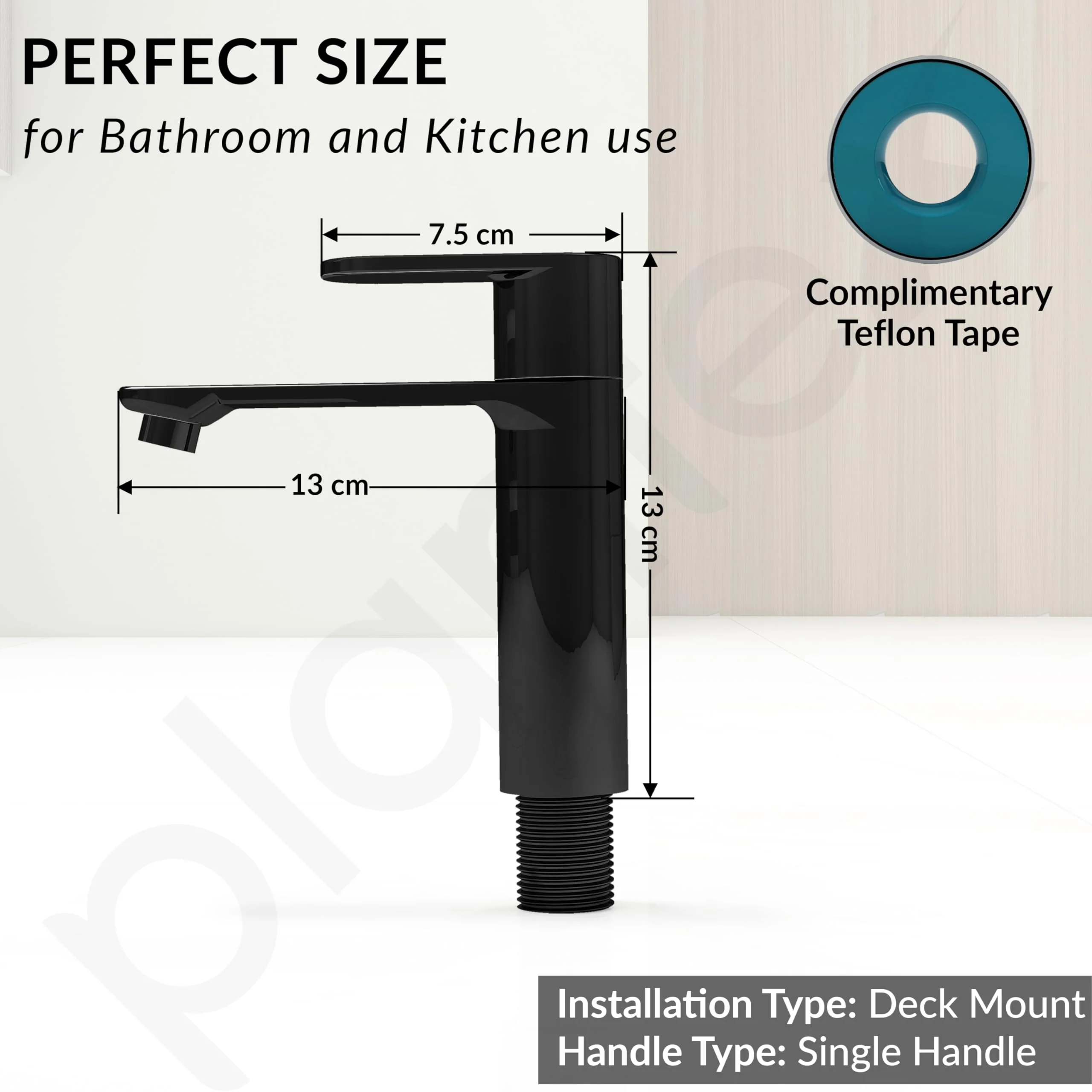 Plantex Pure Brass Pillar Tap for Wash Basin with Water Saving Nozzle/Wash Basin Tap/Pillar Cocke Tap with 7 Year Warranty by Plantex(ORN-203-PVD Black) - Image 4
