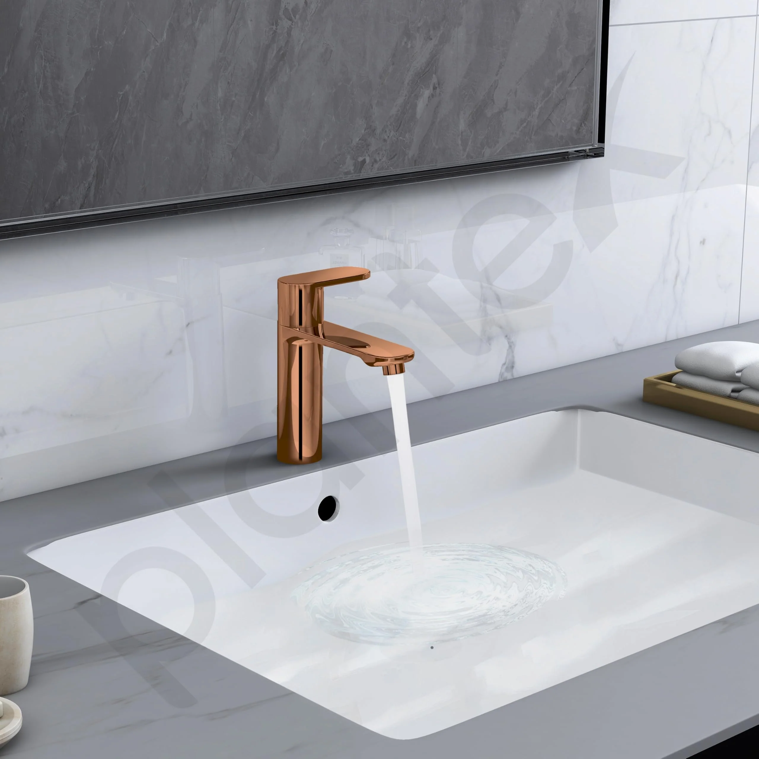 Plantex Pure Brass Single Lever Pillar tap for wash Basin/Table top wash Basin tap with Teflon Tape/Quarter Turn tap for wash Basin/Wash Basin tap-(ORN-203-Rose Gold) - Image 2