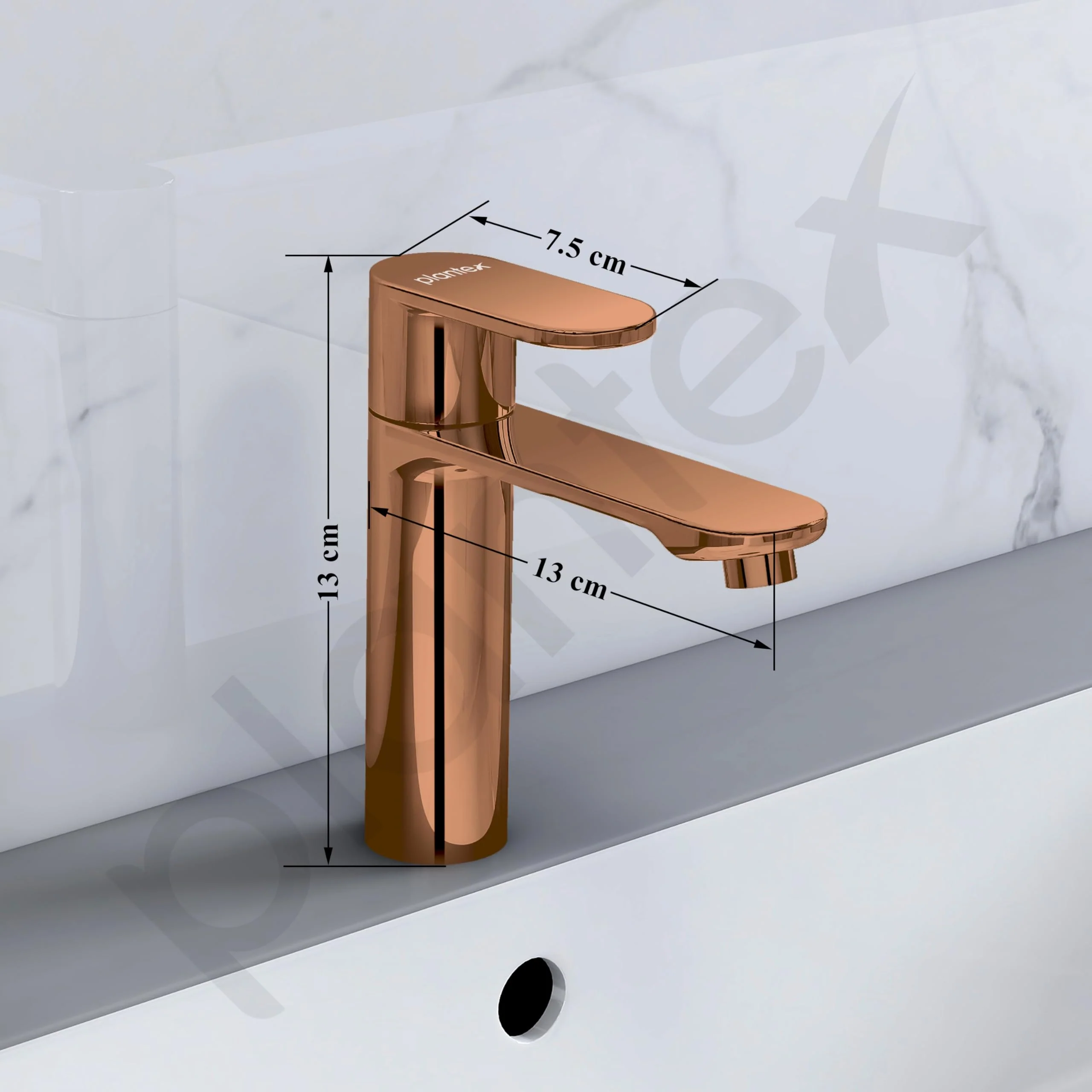 Plantex Pure Brass Single Lever Pillar tap for wash Basin/Table top wash Basin tap with Teflon Tape/Quarter Turn tap for wash Basin/Wash Basin tap-(ORN-203-Rose Gold) - Image 3