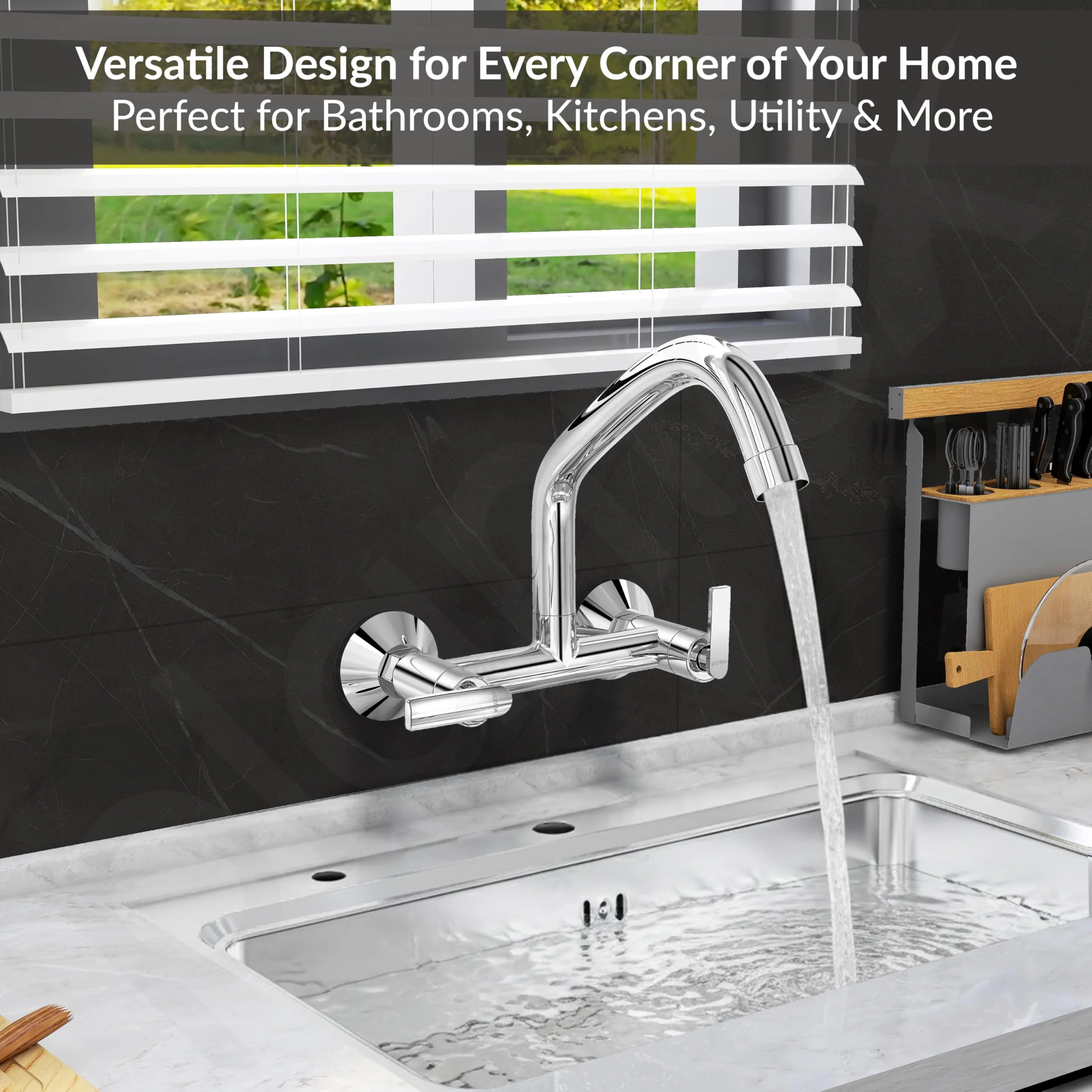 Plantex Pure Brass Sink Mixer Tap with 360° Swivel Spout/Hot and Cold Water Tap for Kitchen with Brass Wall Flange and Teflon Tape-7 Year Warranty (BAL-515) - Image 7